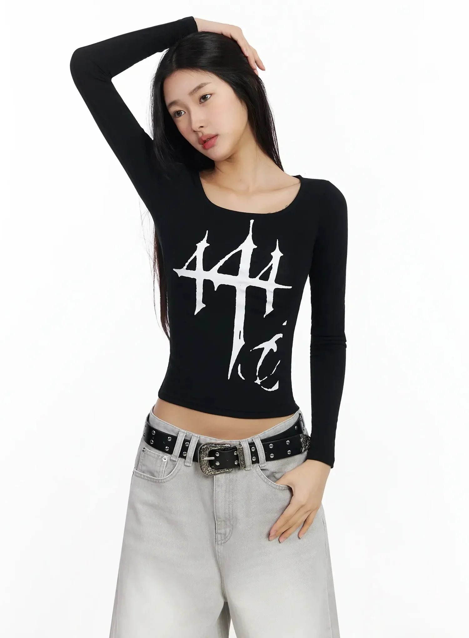 Graphic Print Slim Long Sleeve Tee IA508 - Image 17