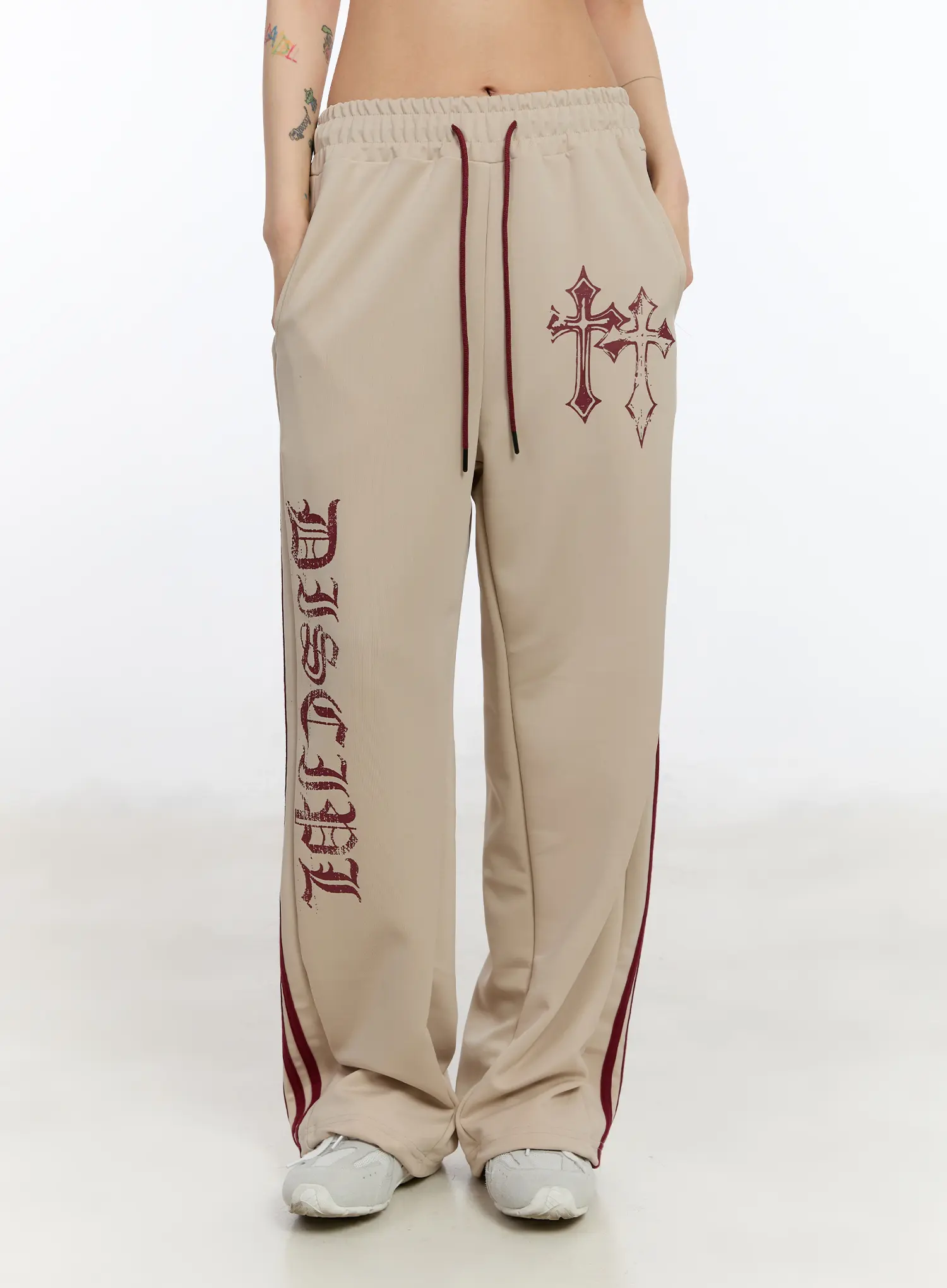 Graphic Print Wide Track Pants CA508 - Image 10