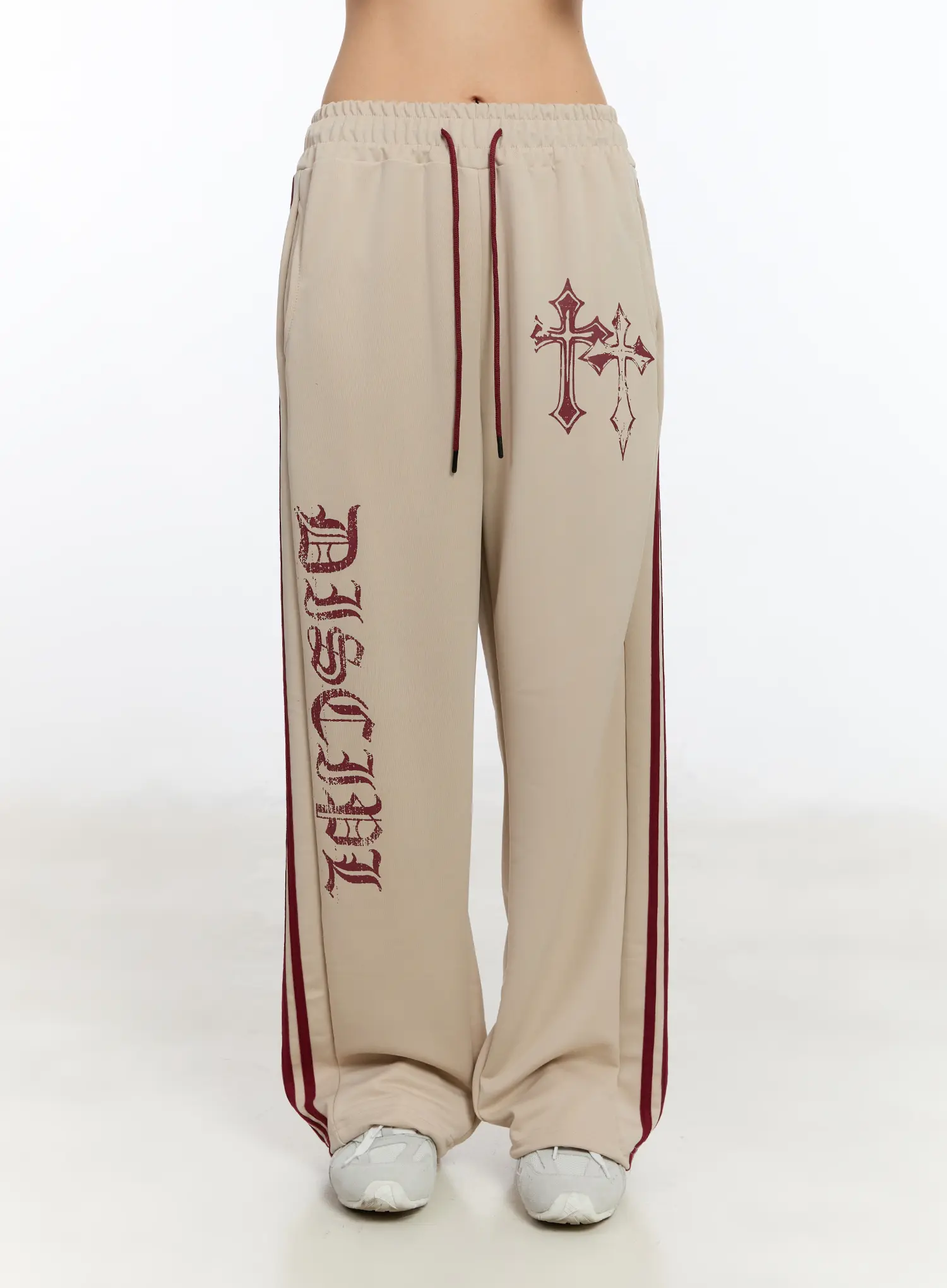 Graphic Print Wide Track Pants CA508 - Image 2