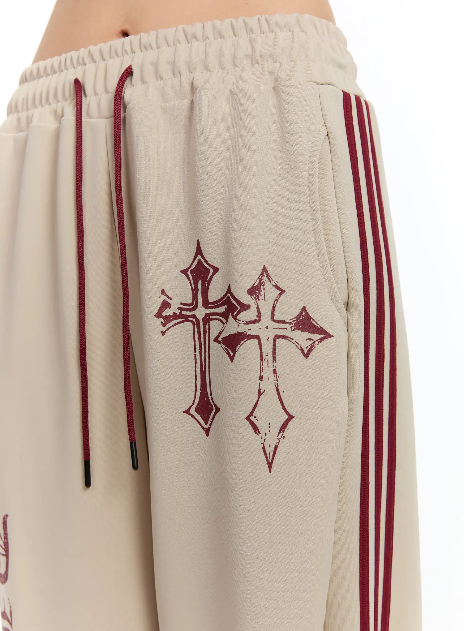 Graphic Print Wide Track Pants CA508 - Image 4