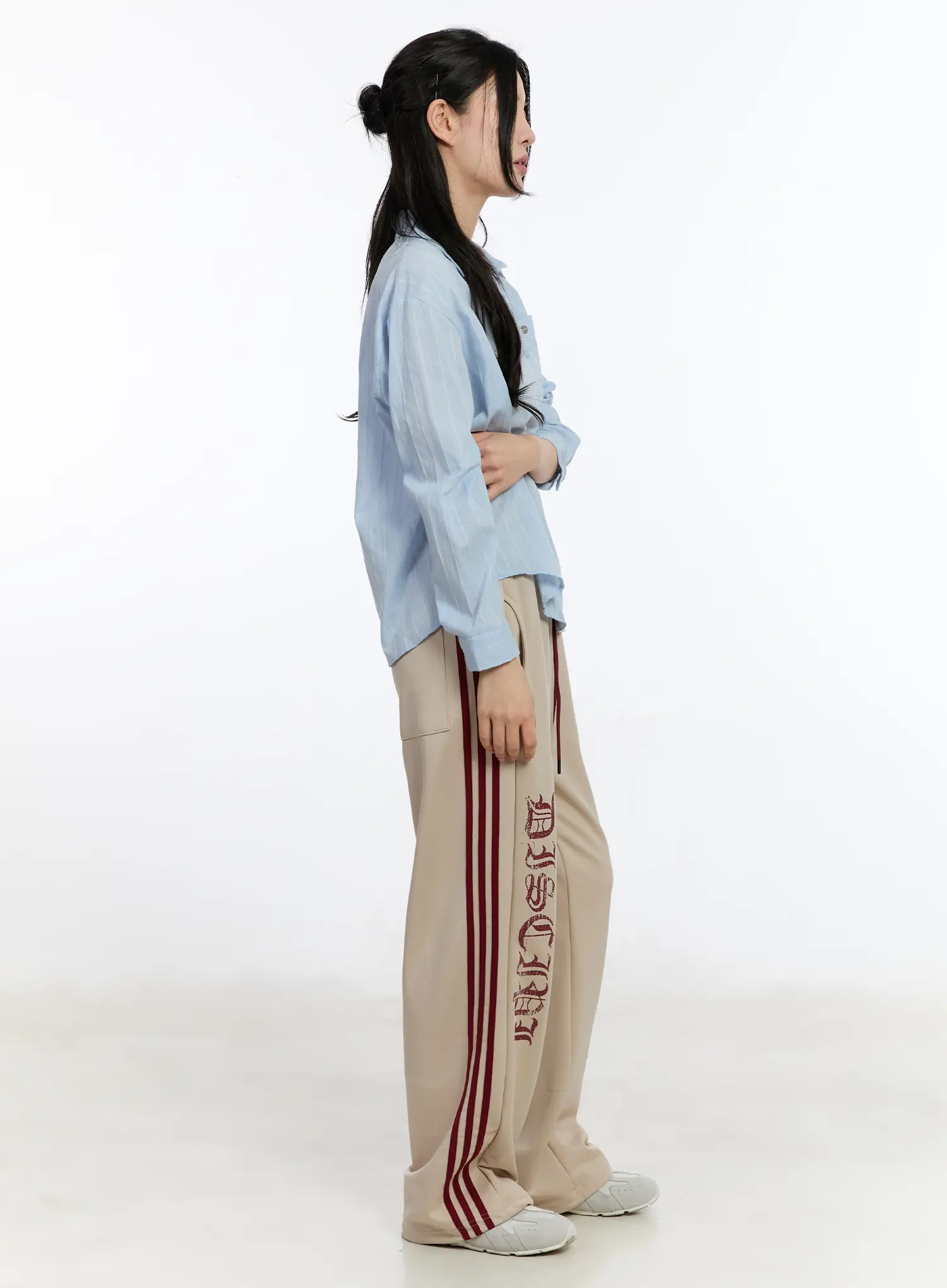 Graphic Print Wide Track Pants CA508 - Image 7