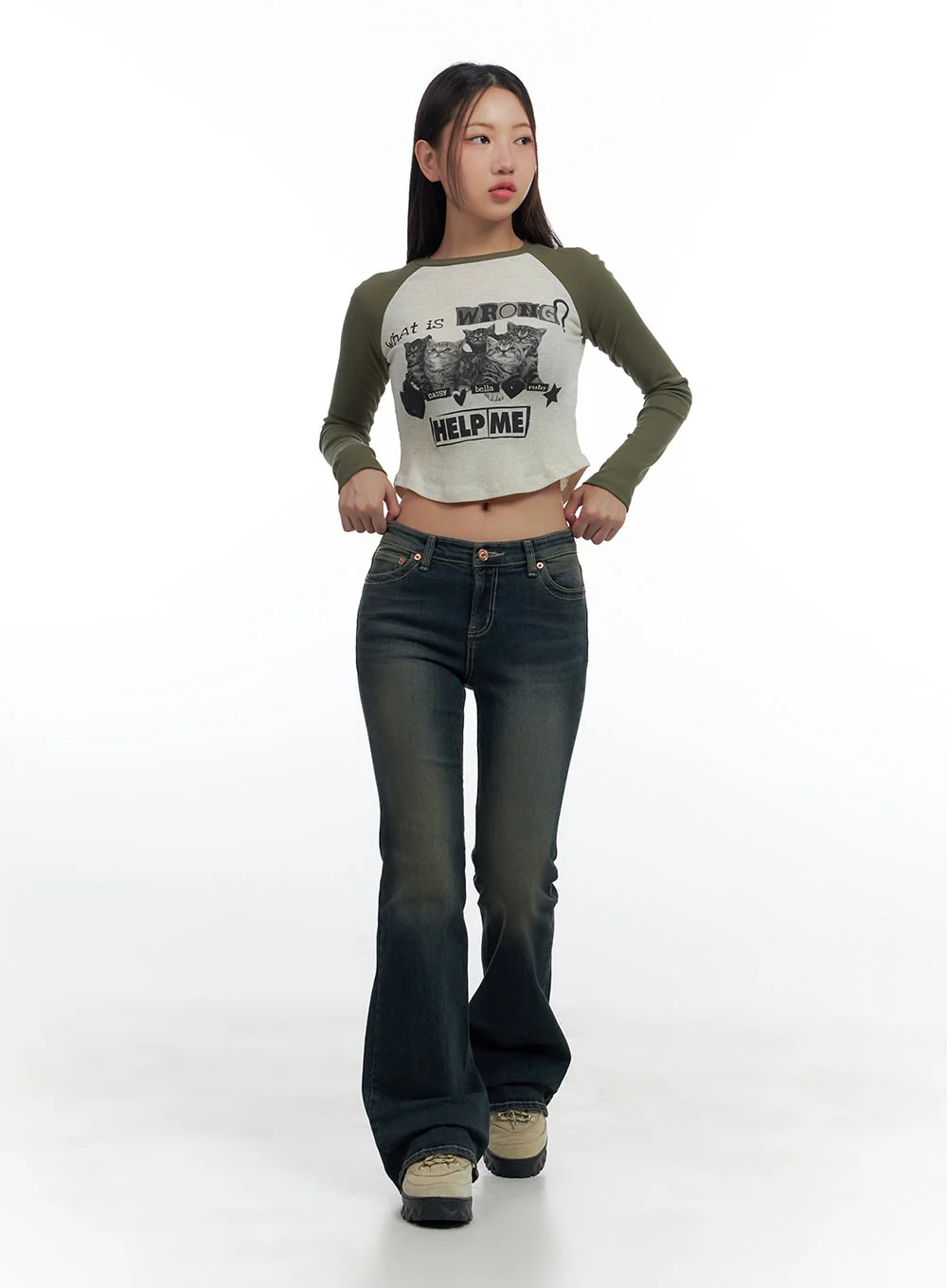 Graphic Raglan Cotton Crop Top CS424 - Image 2