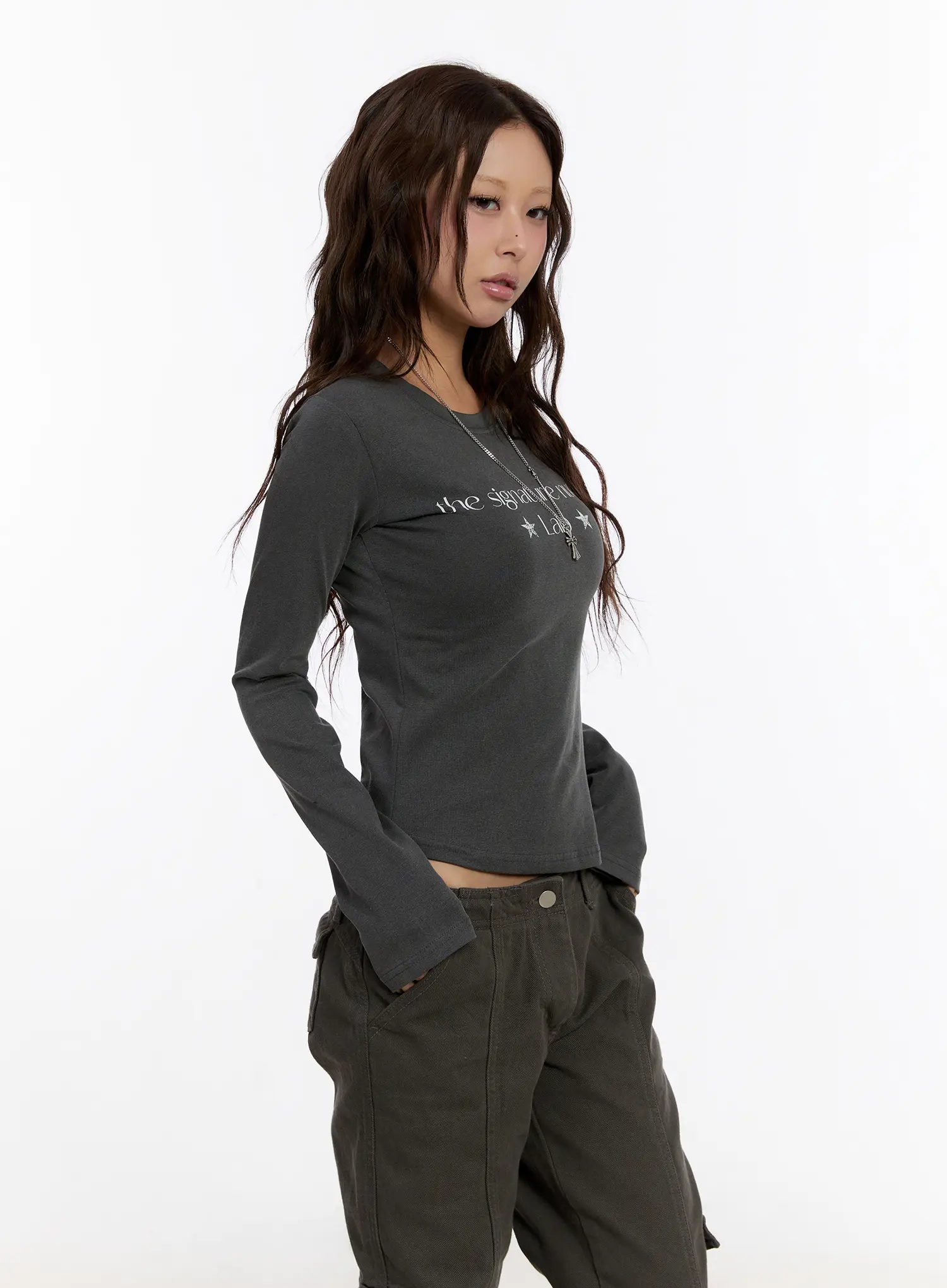 Graphic Slim Fit Long Sleeve Top CN527 - Image 9