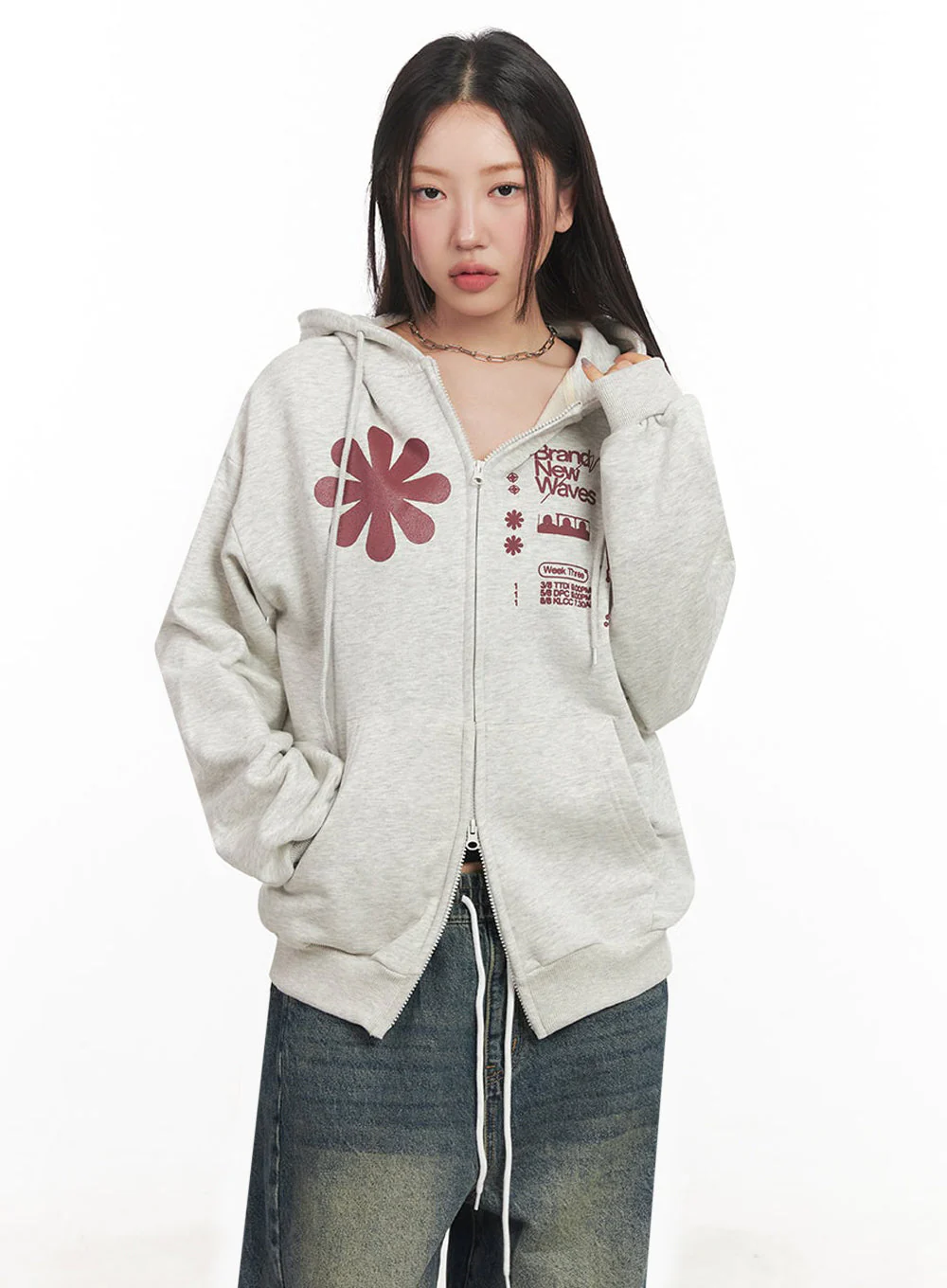 Graphic Zip-Up Hooded Jacket IM524 - Image 7
