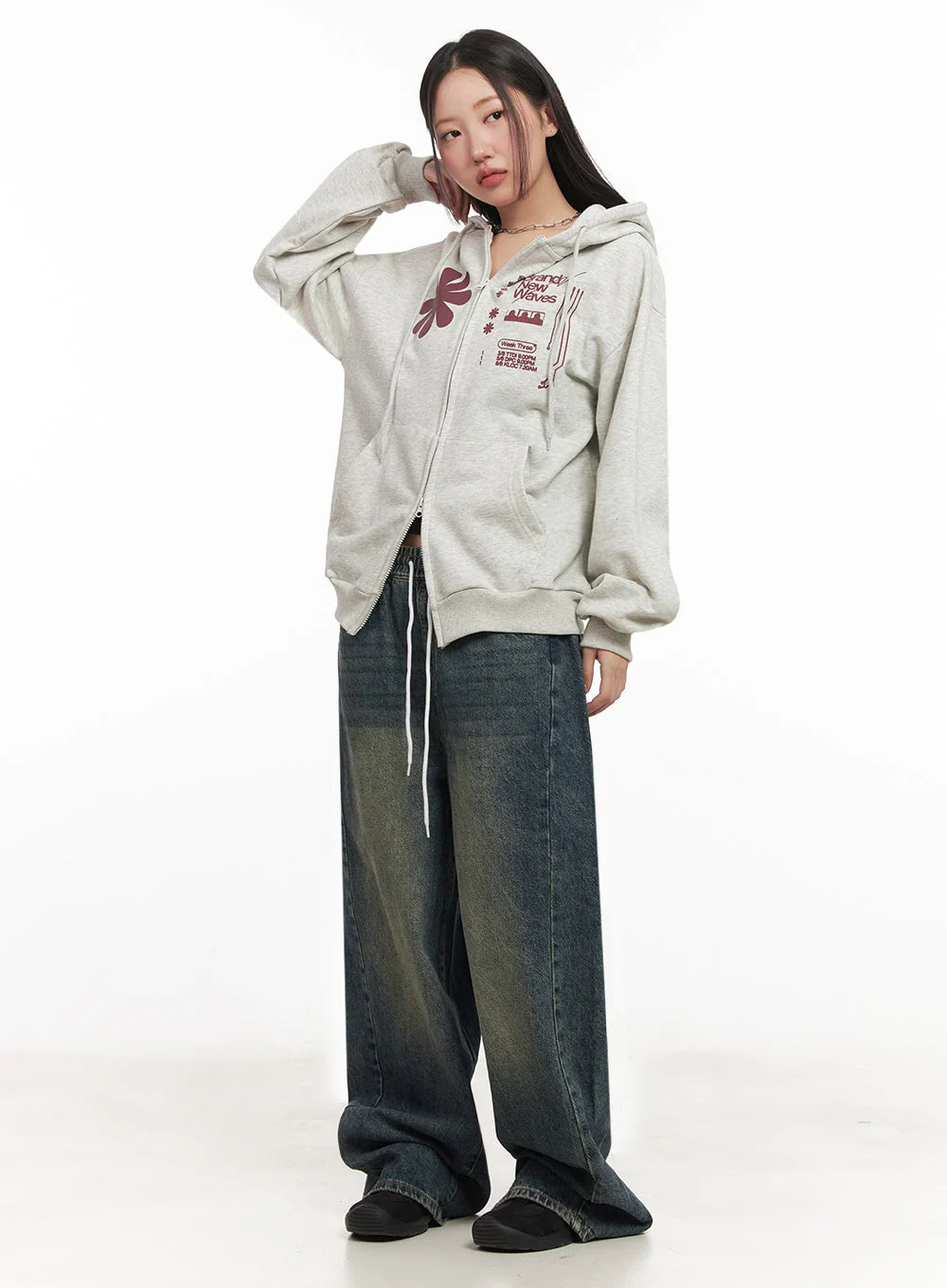 Graphic Zip-Up Hooded Jacket IM524 - Image 9