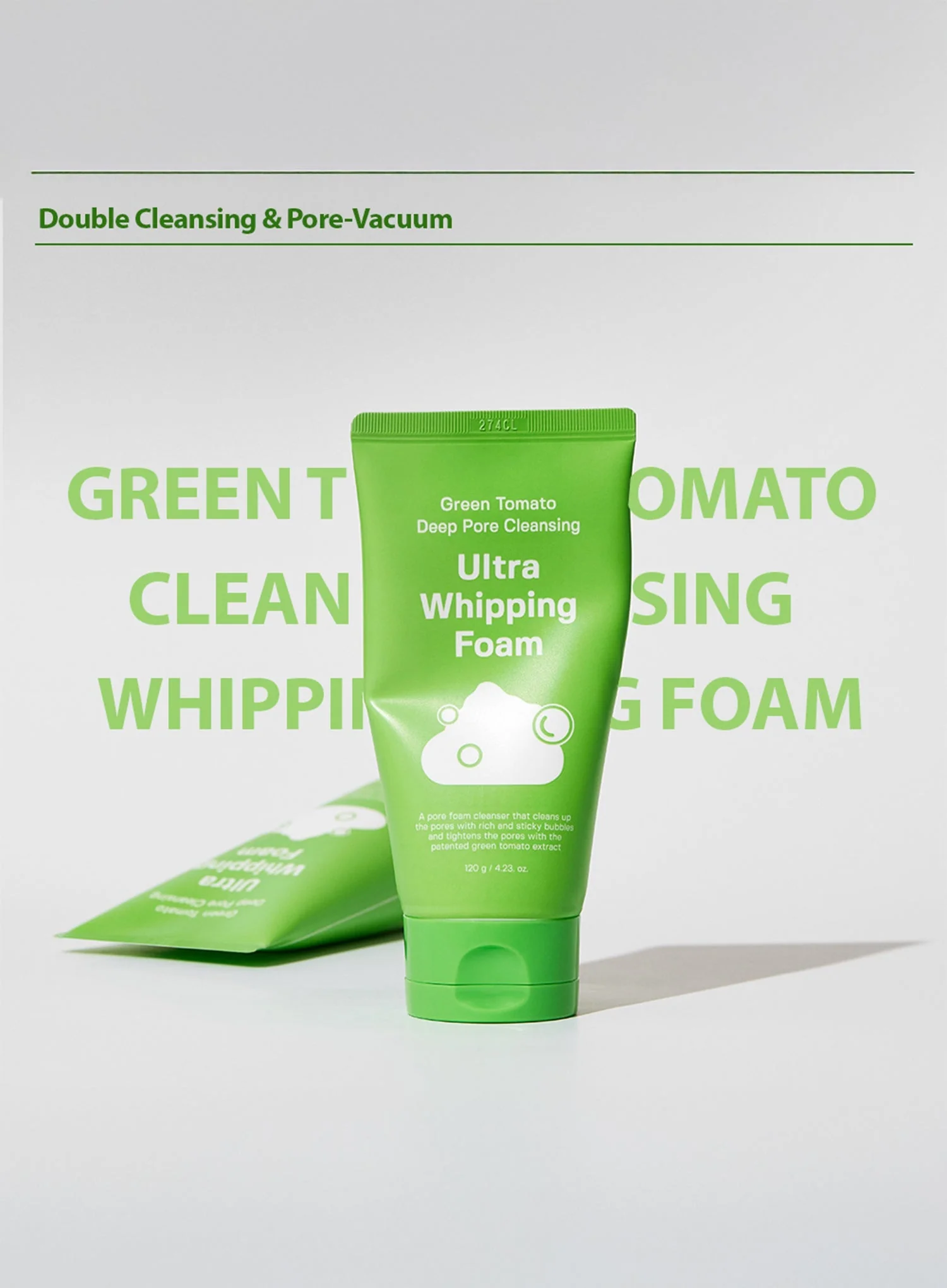 Green Tomato Deep Pore Cleansing Ultra Whipping Foam (120g) - Image 9
