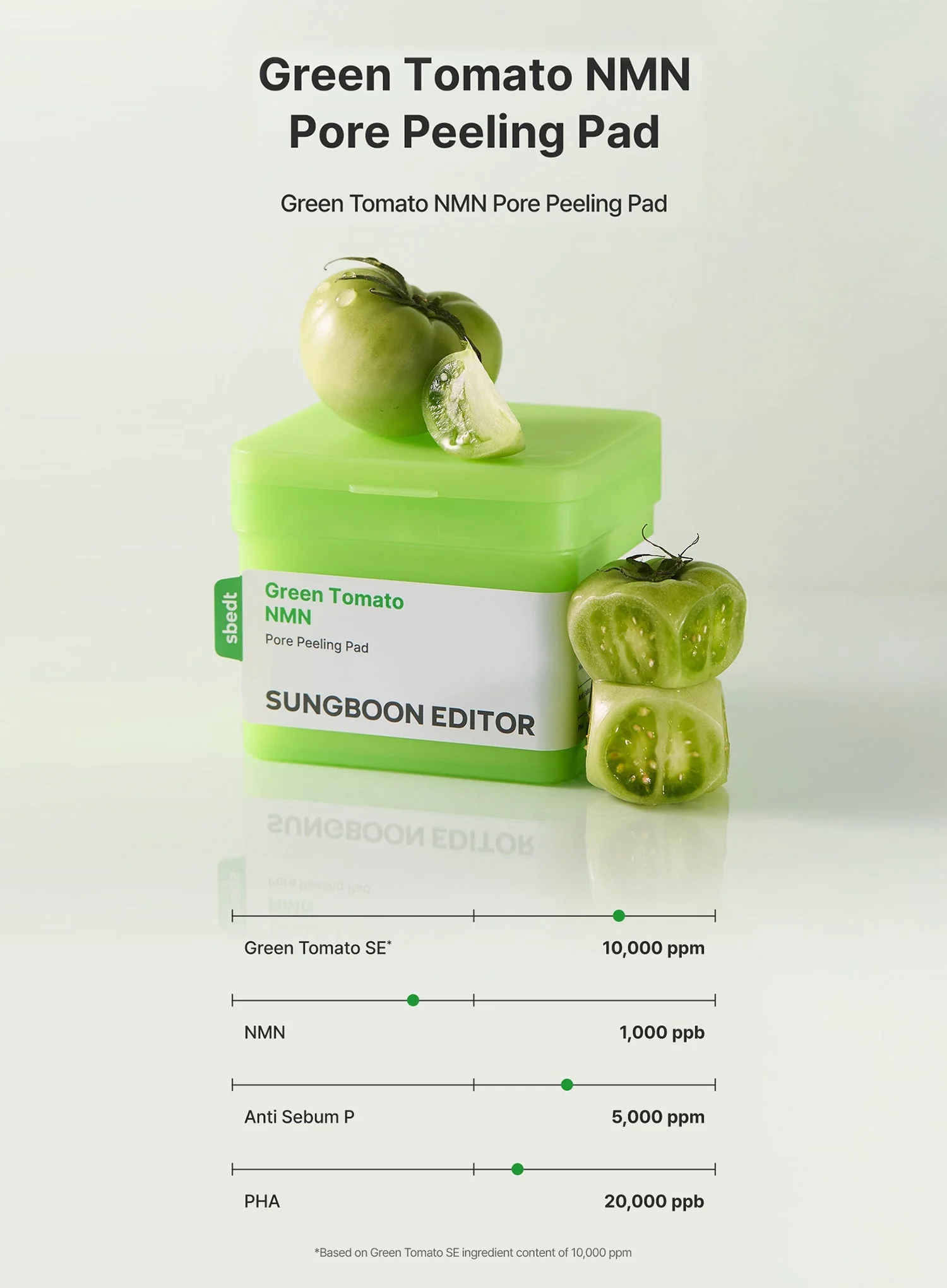 Green Tomato NMN Pore Peeling Pad (180ml) - Image 2
