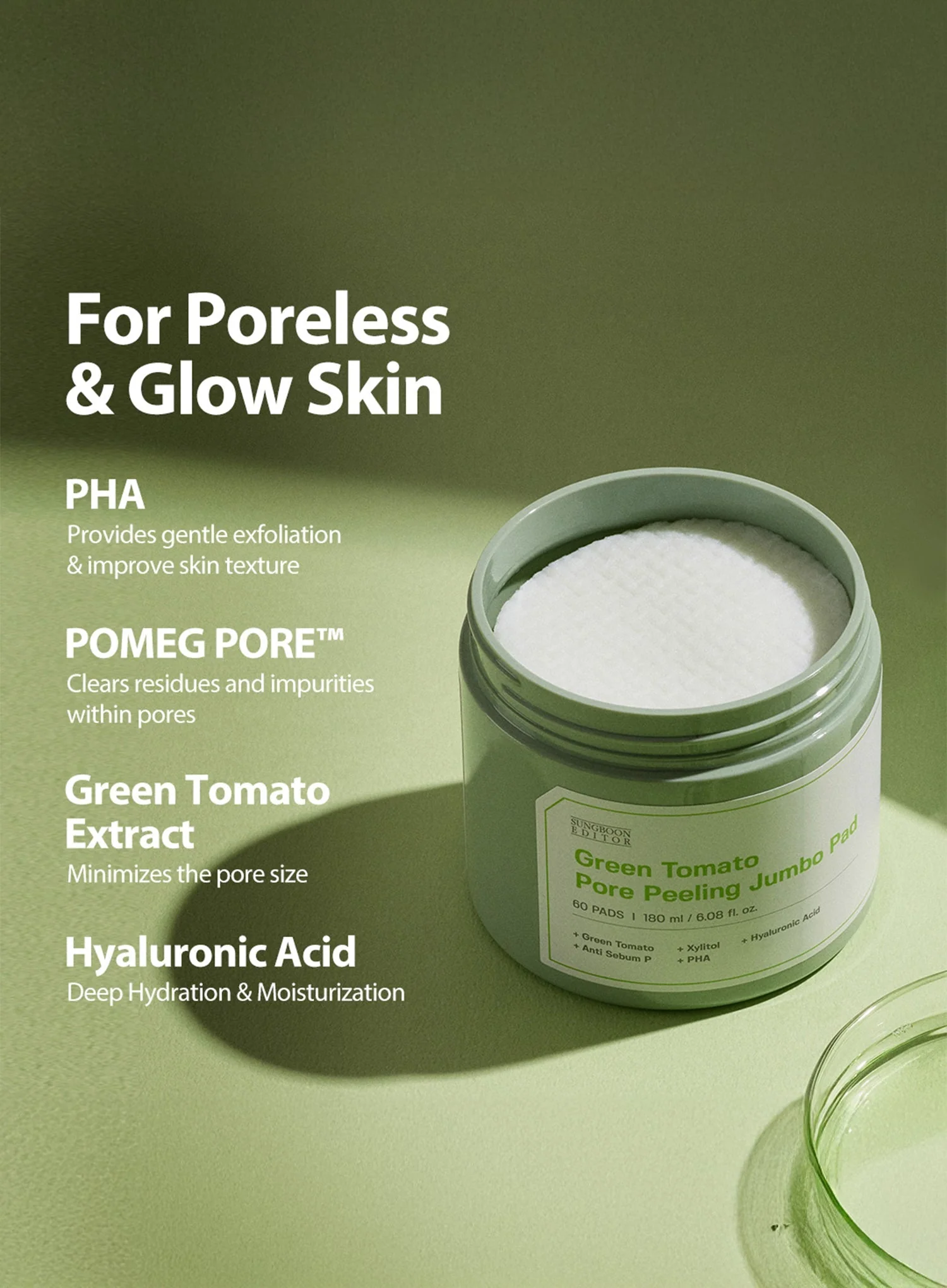 Green Tomato Pore Peeling Jumbo Pad (180ml) - Image 4