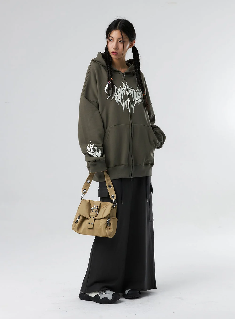 Grunge Graphic Zip-Up Hoodie IS322 - Image 4