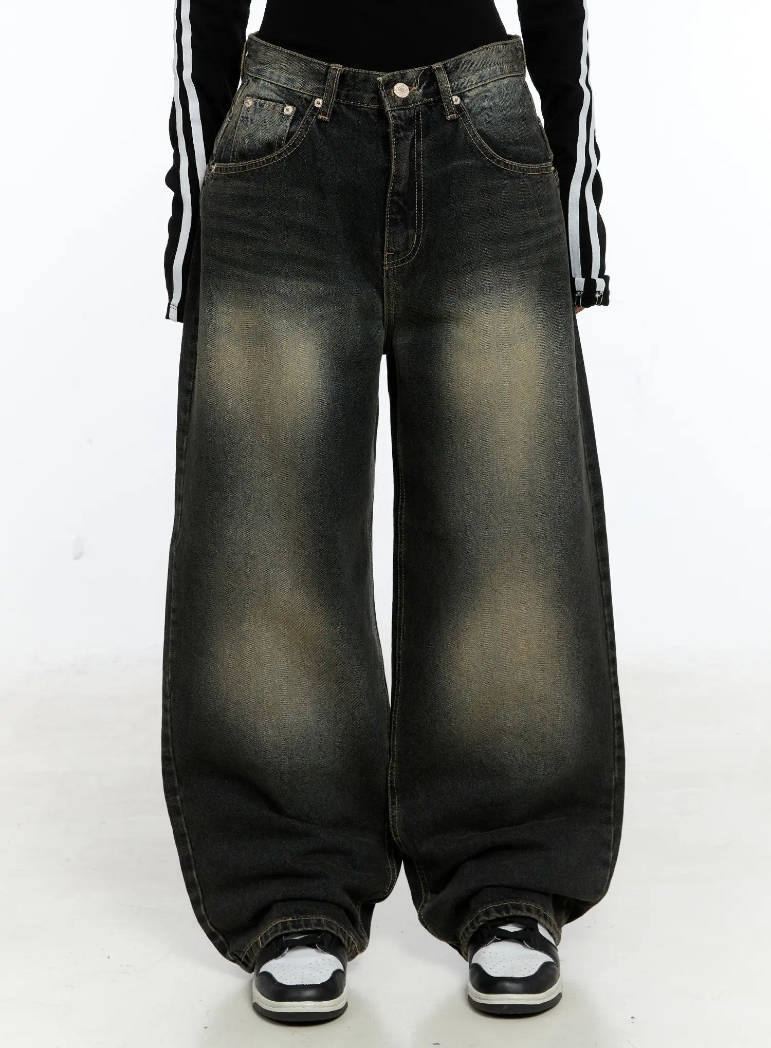 Gustav Double Waist Washed Baggy Jeans CS524 - Image 2