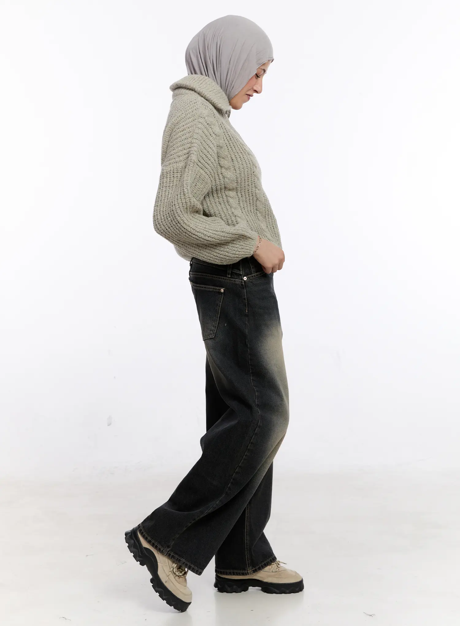Gustav Double Waist Washed Baggy Jeans CS524 - Image 3