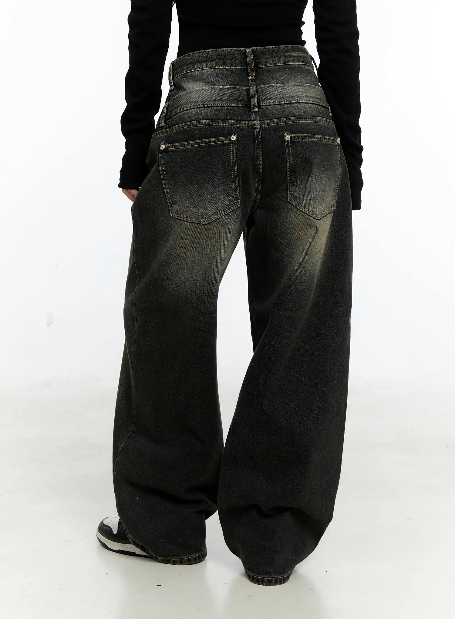 Gustav Double Waist Washed Baggy Jeans CS524 - Image 6