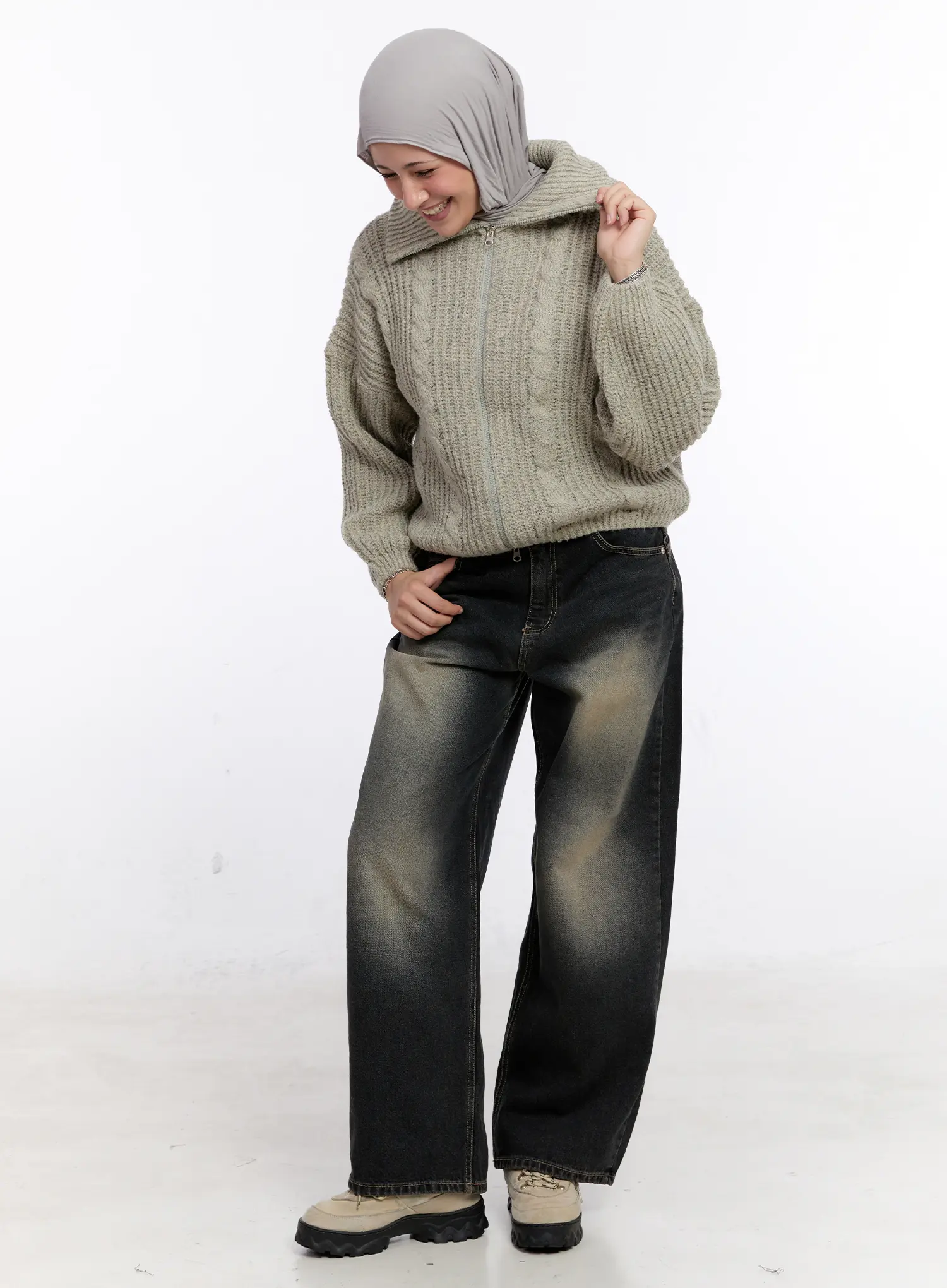 Gustav Double Waist Washed Baggy Jeans CS524 - Image 7