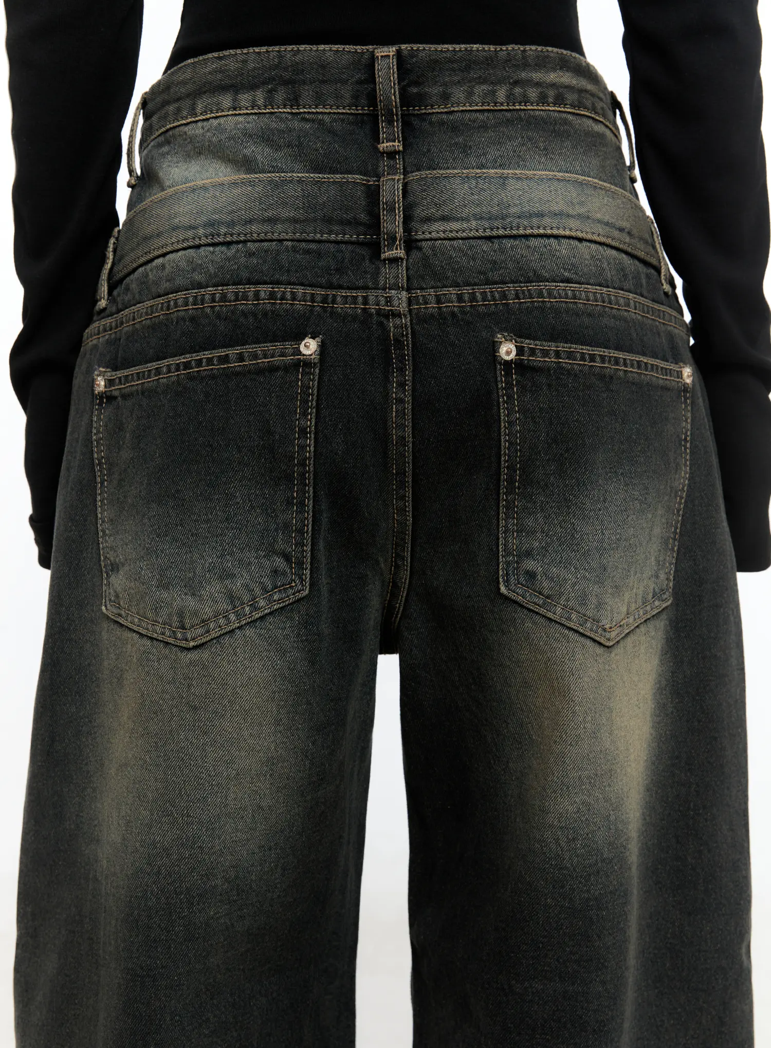 Gustav Double Waist Washed Baggy Jeans CS524 - Image 9