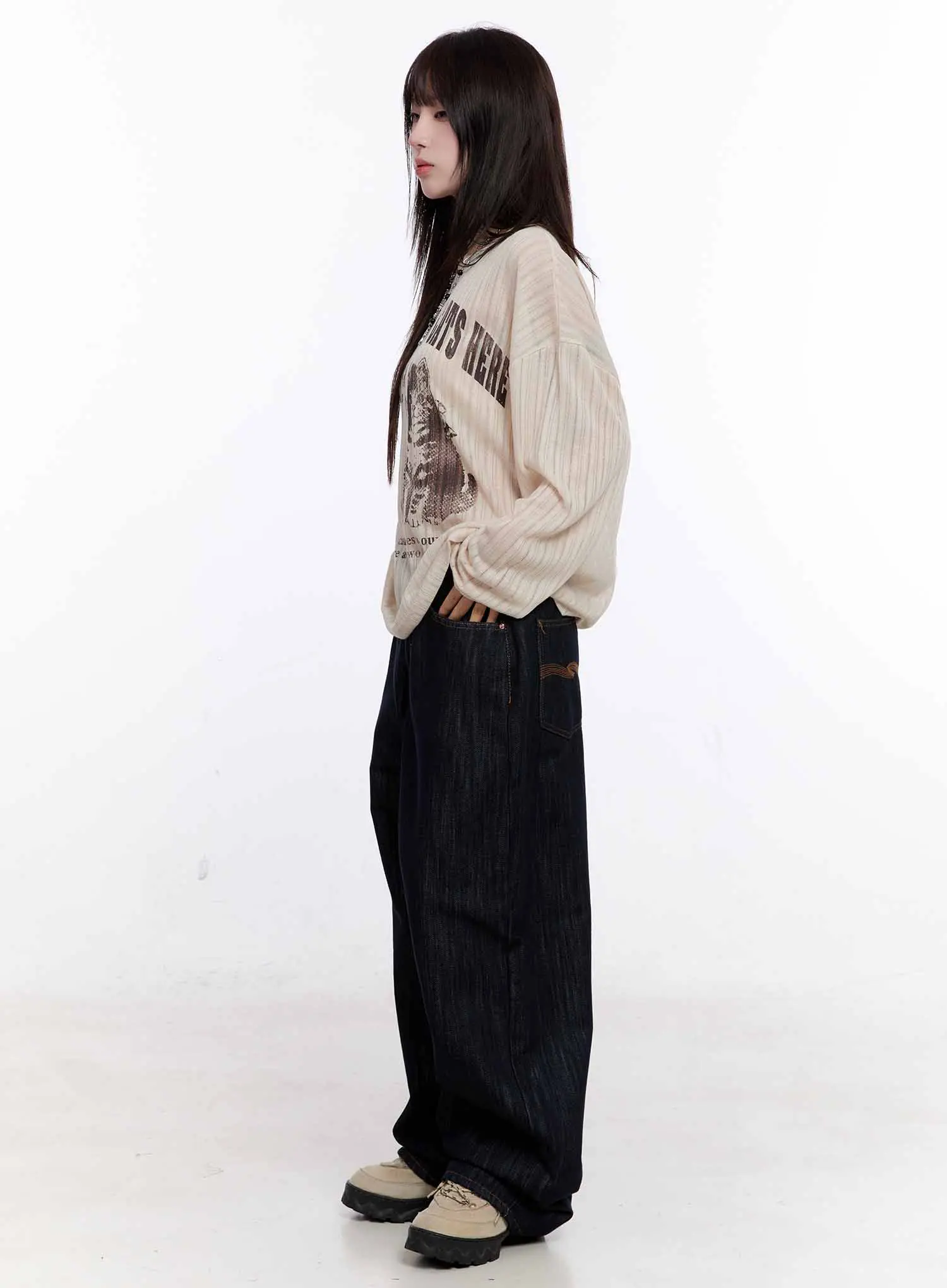 Haewon Dark Washed Baggy Jeans CS530 - Image 4