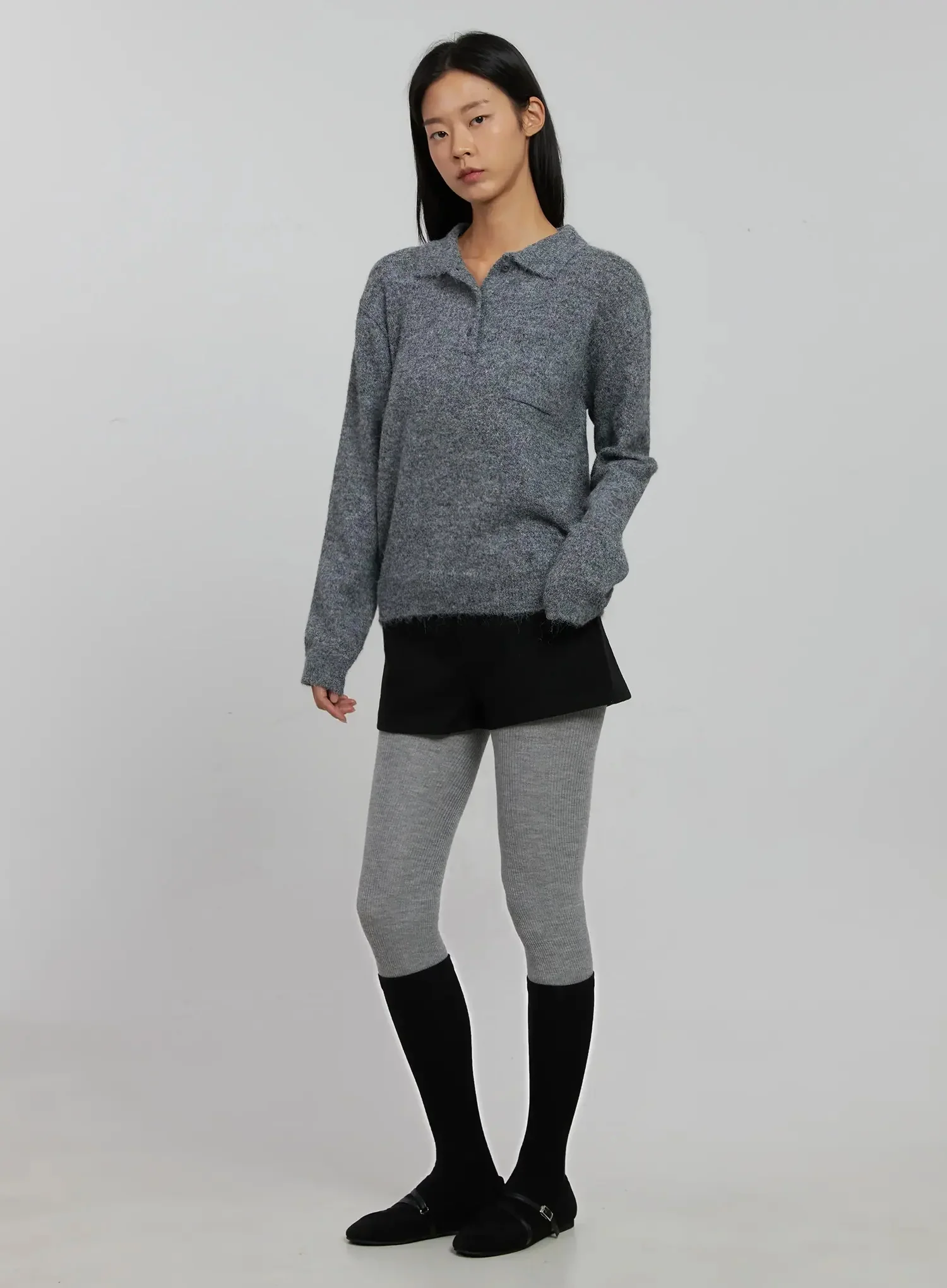 Half Button Collar Sweater IJ509 - Image 12
