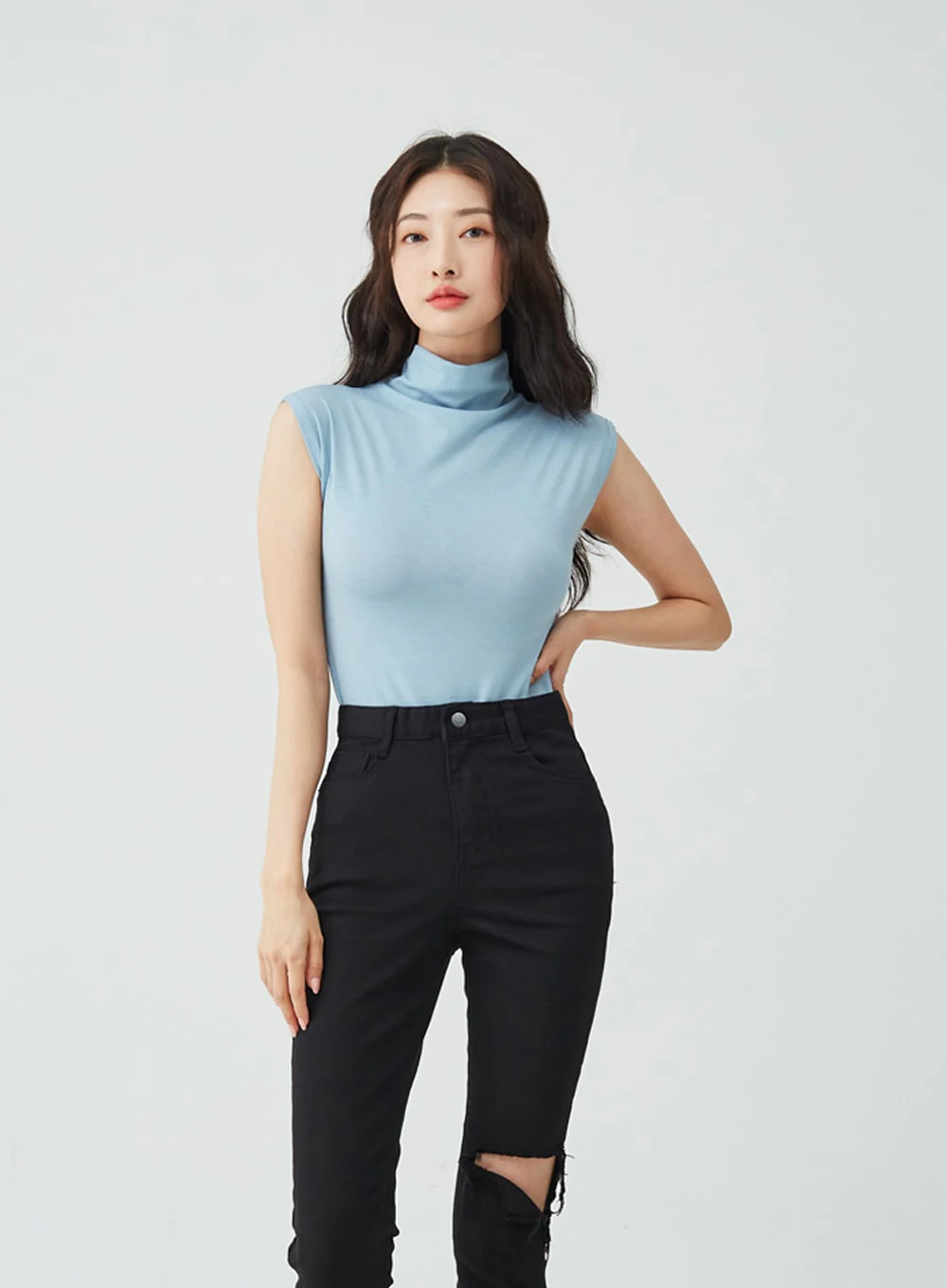 Half Neck Sleeveless T-Shirt IU26 - Image 8