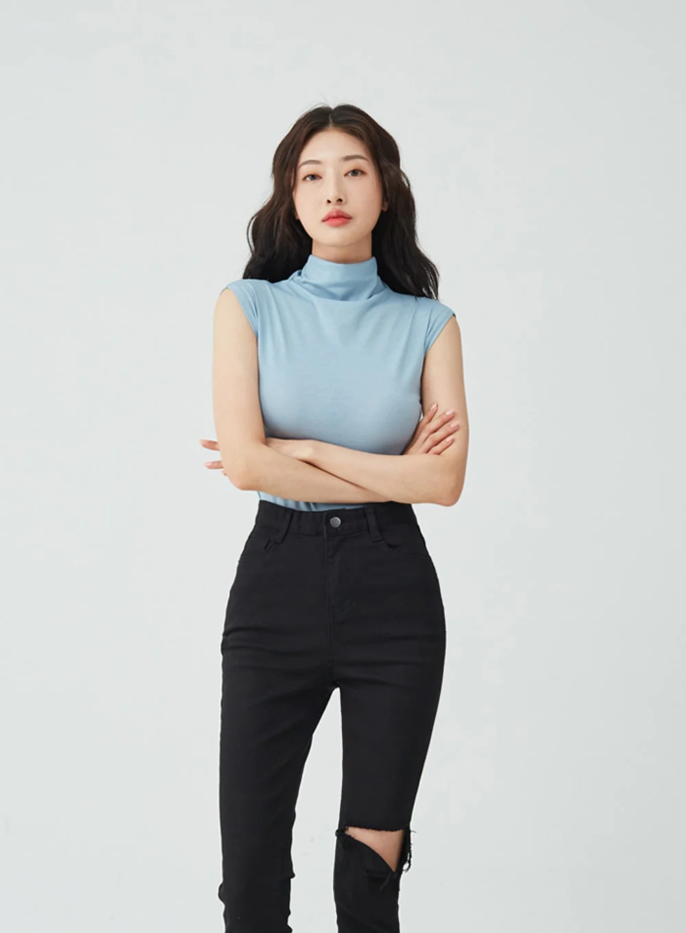 Half Neck Sleeveless T-Shirt IU26 - Image 9
