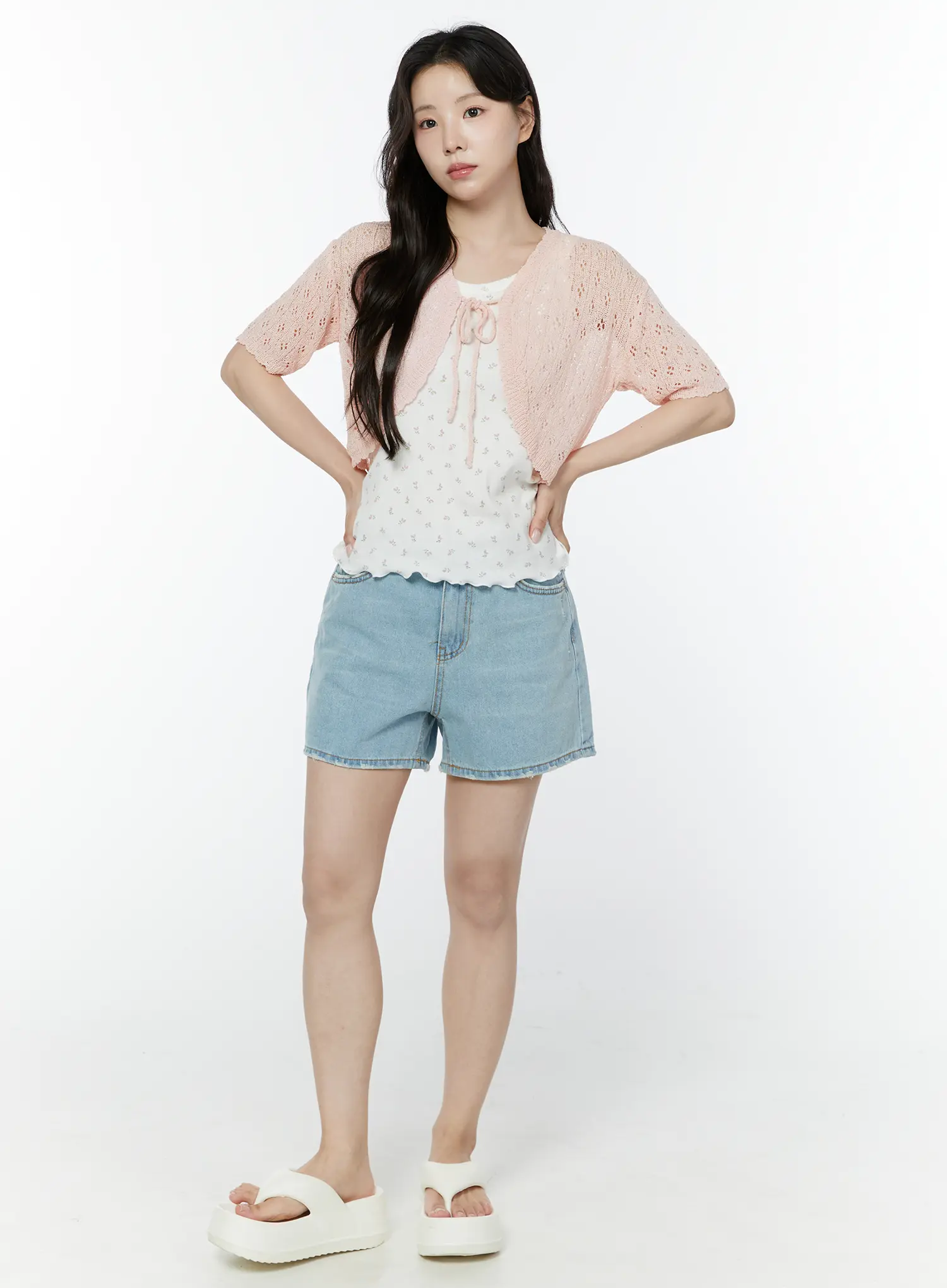 Half Sleeve Lace Knit Cardigan IY507 - Image 2