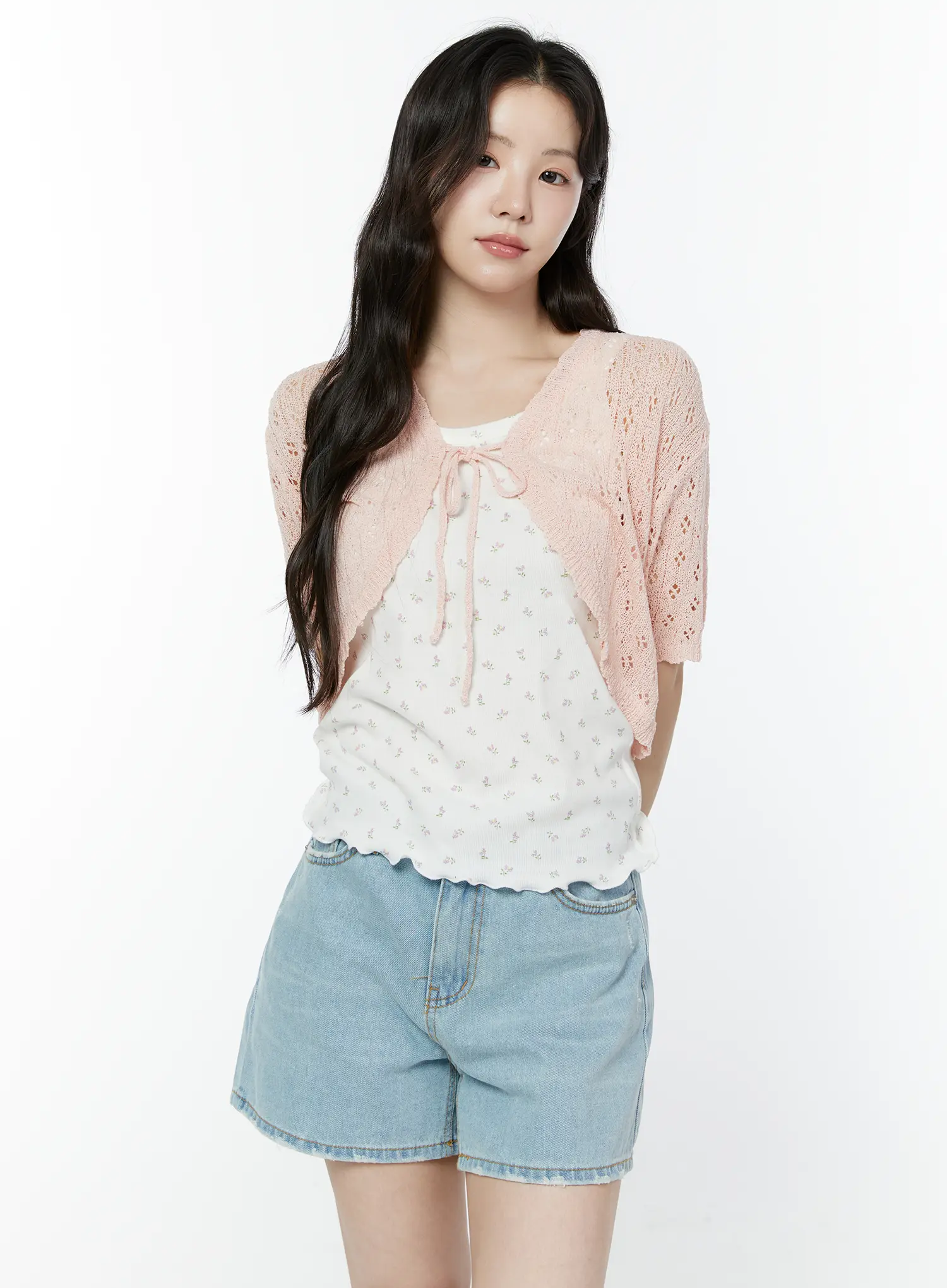 Half Sleeve Lace Knit Cardigan IY507 - Image 5