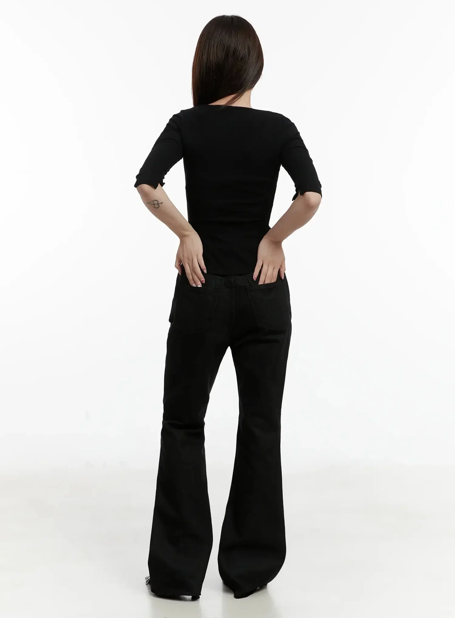 Half Sleeve Square Neck Ribbed Top IJ516 - Image 12