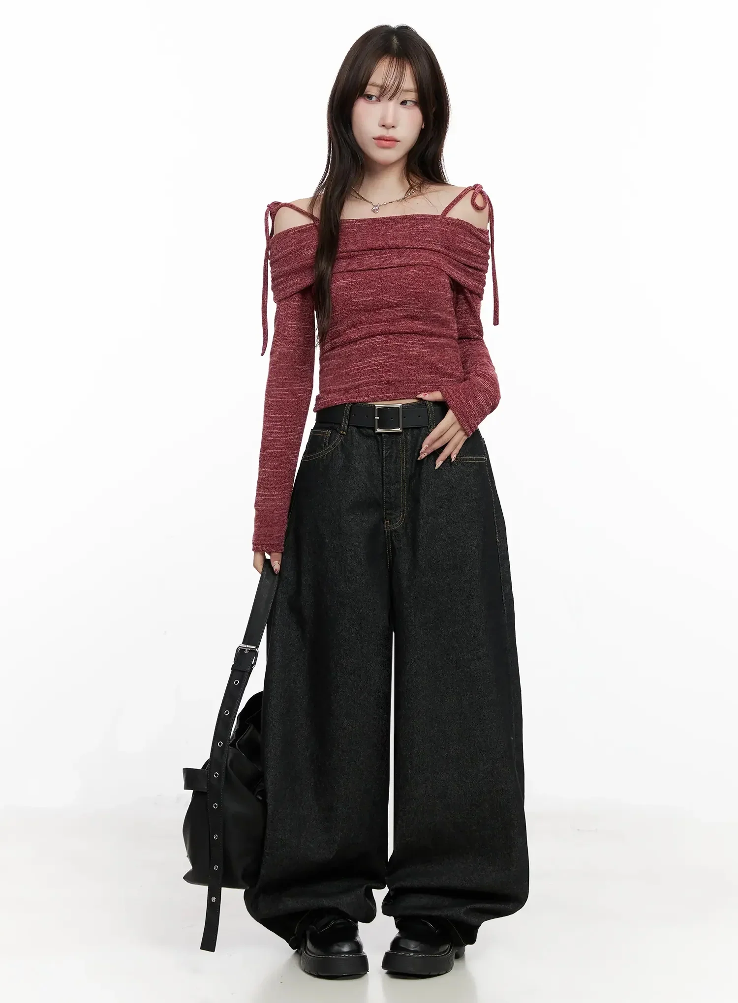 Halo Wide Leg Stitch Detail Jeans IN514 - Image 2