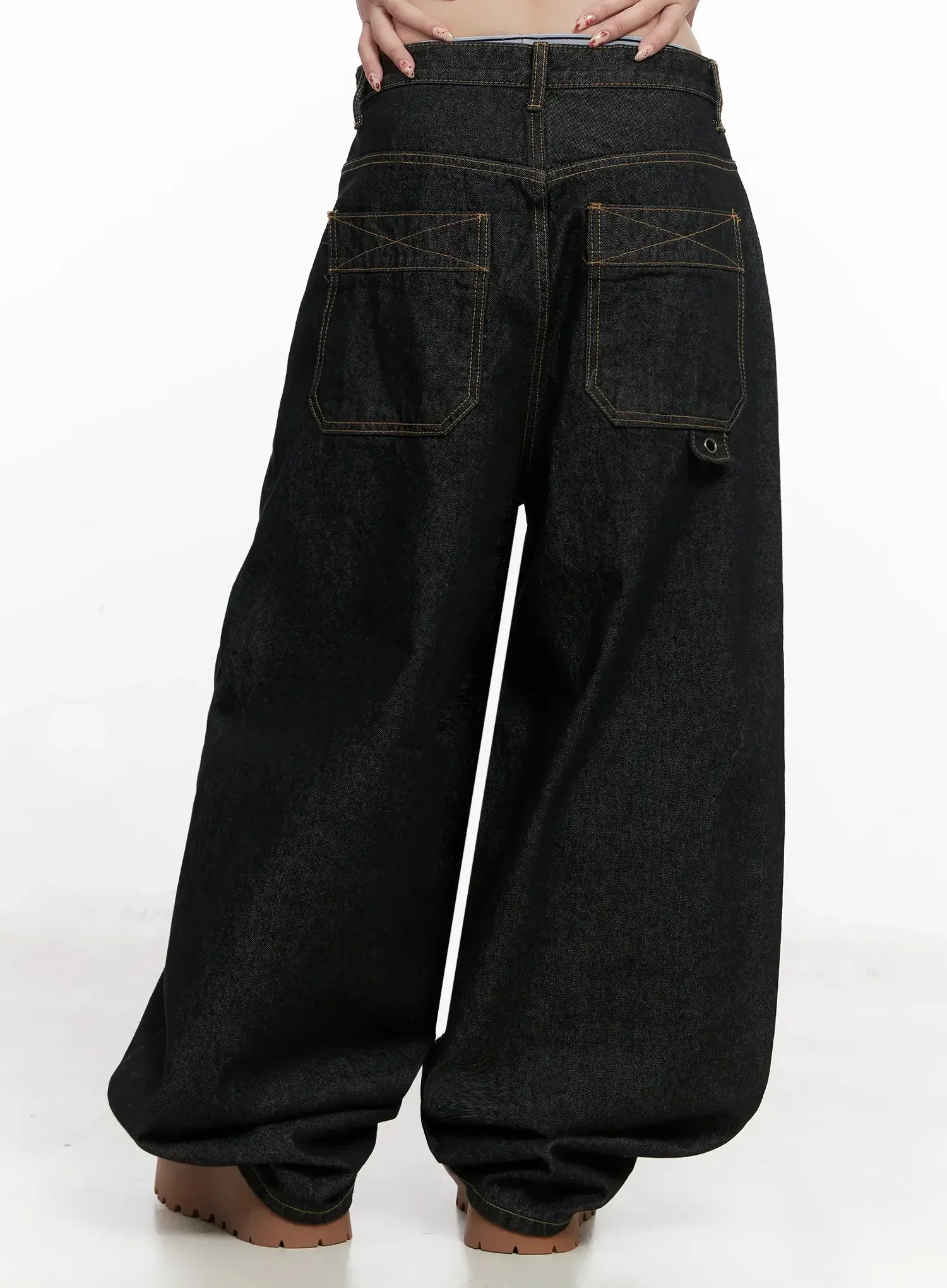 Halo Wide Leg Stitch Detail Jeans IN514 - Image 8