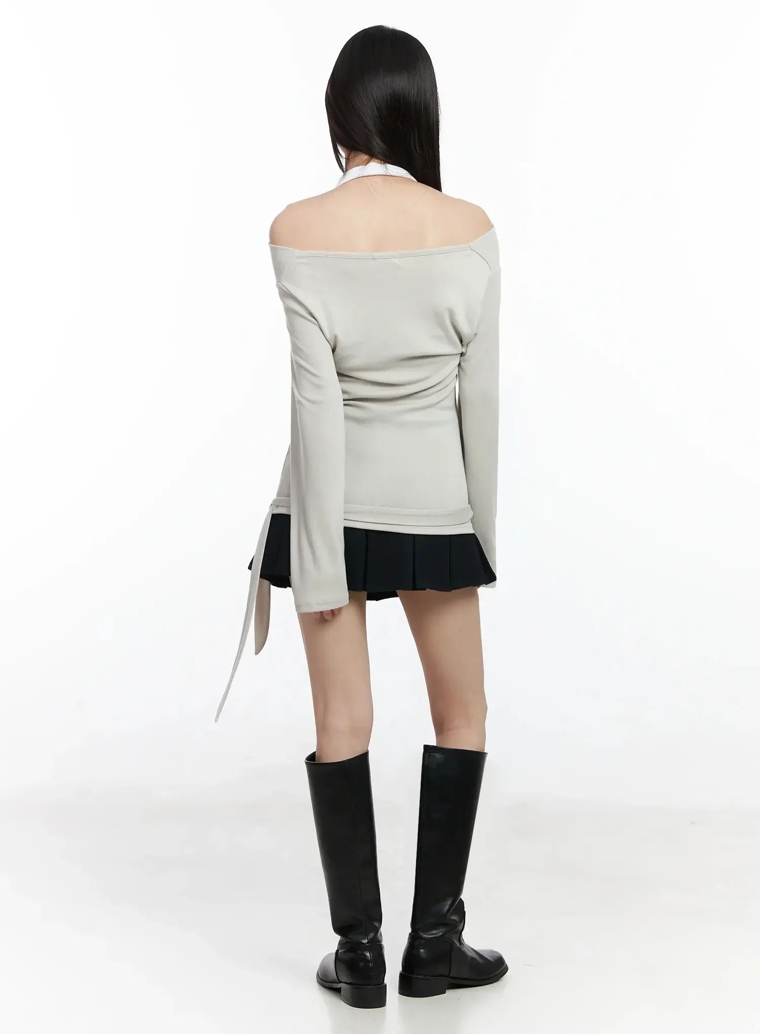 Halter Layered Off-Shoulder Long Sleeve F517 - Image 12