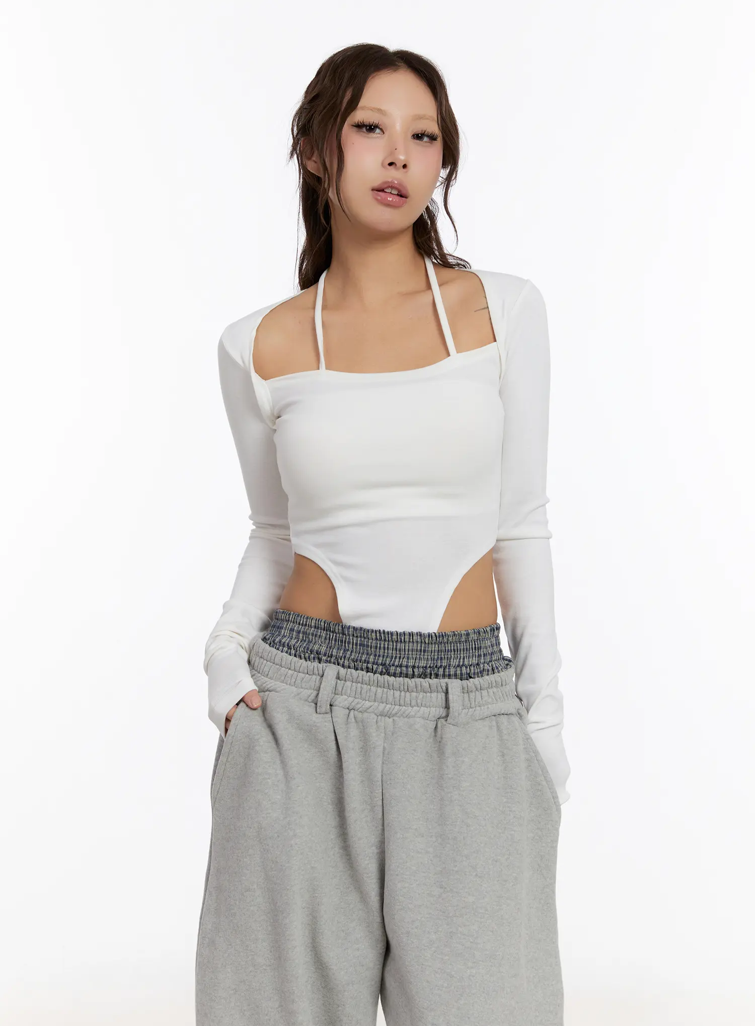 Halter Neck Long Sleeve Bodysuit CN527 - Image 2