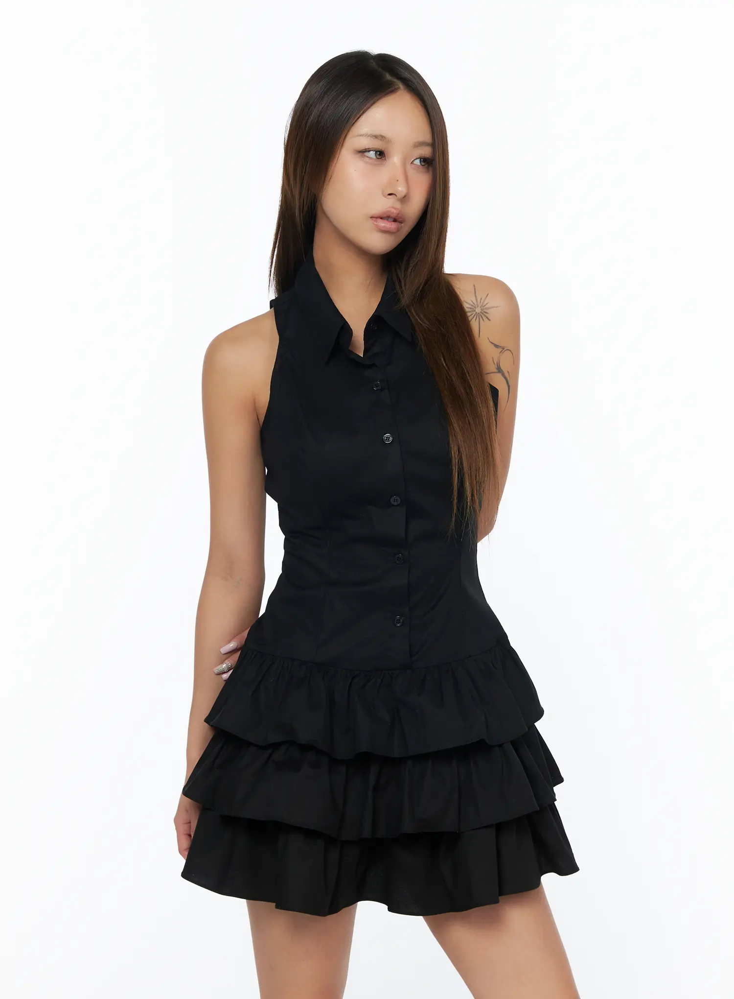 Halter Neck Ruffled Mini Dress CA517 - Image 9