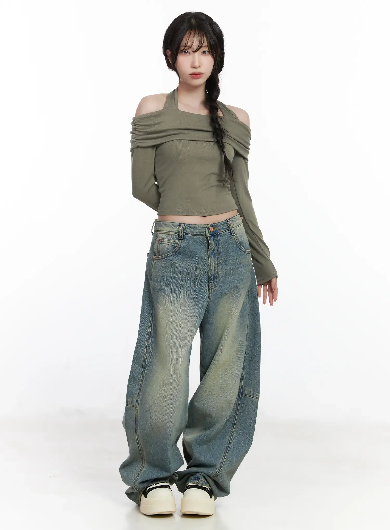 Halter Shirred Off-Shoulder Top CJ526 - Image 5