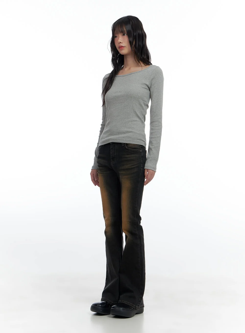 Harley Slim Washed Denim Bootcut Jeans CS420 - Image 2