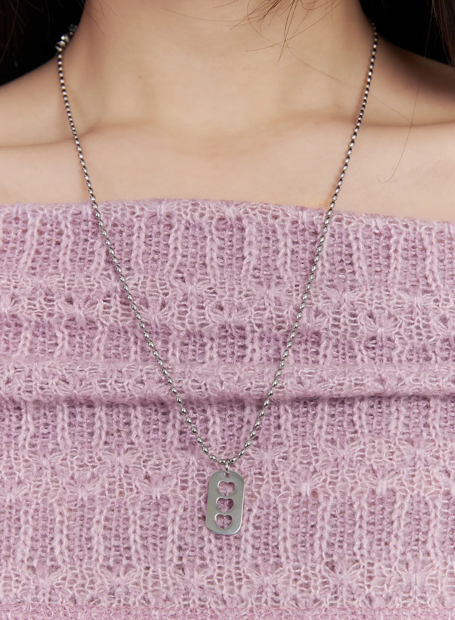 Heart Cutout Tag Necklace CJ515