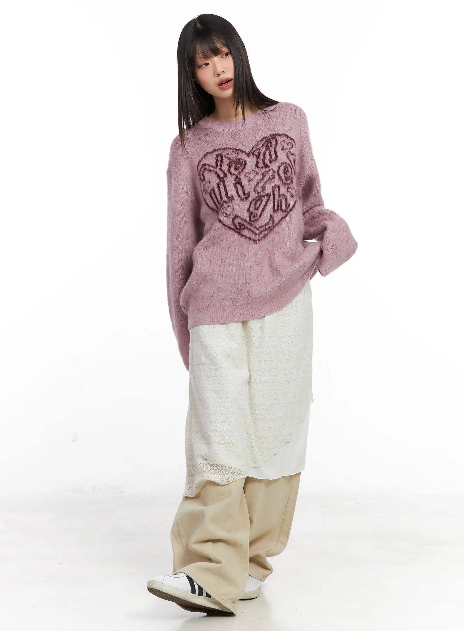 Heart Graphic Knit Sweater CN520 - Image 3