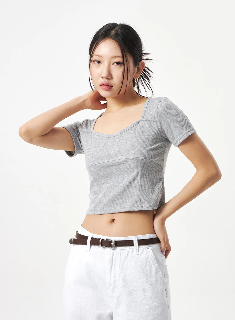 Heart Neck Cropped Tee CA320 - Image 19