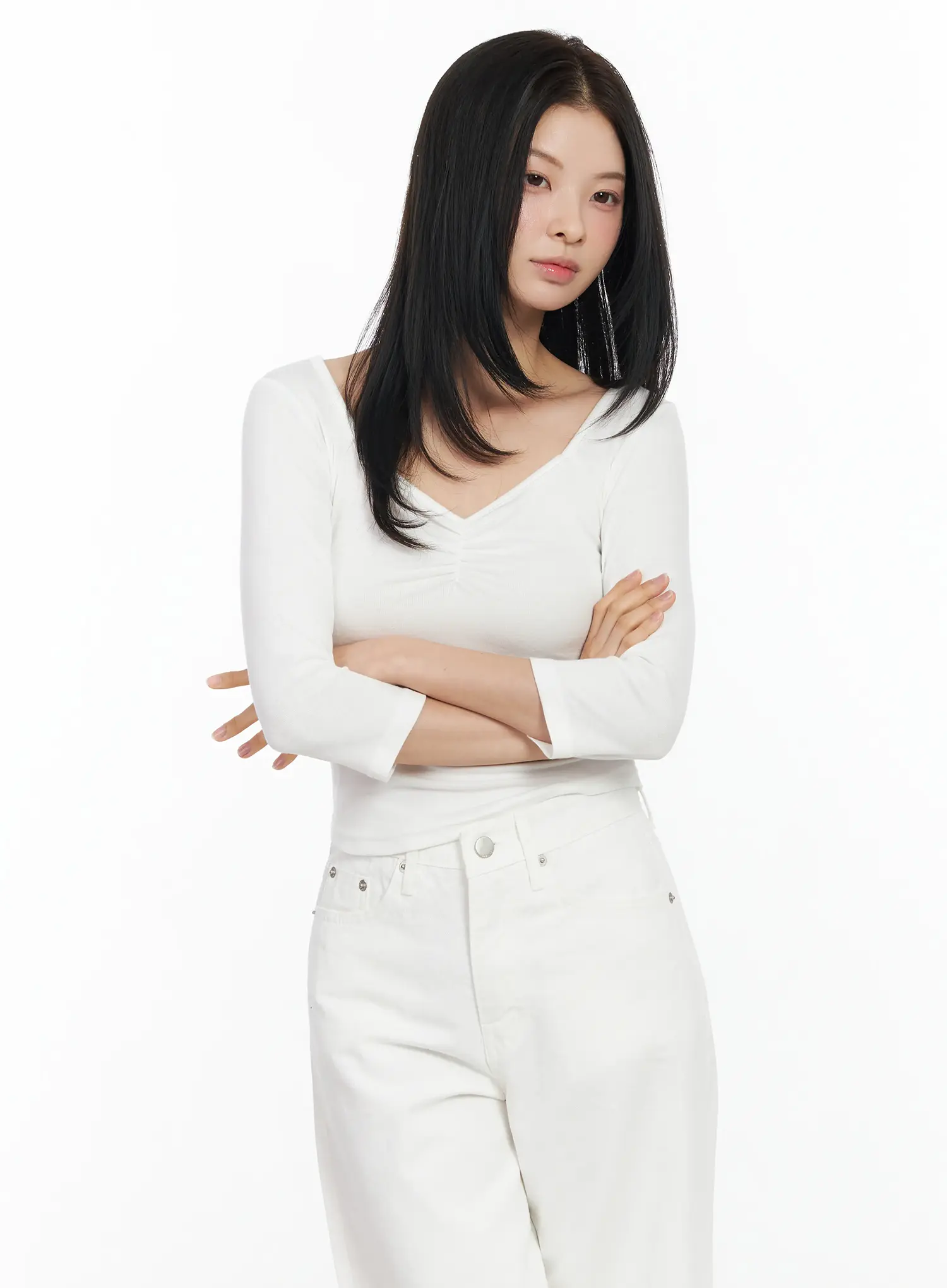 Heart Neck Long Sleeve Top IM524 - Image 5