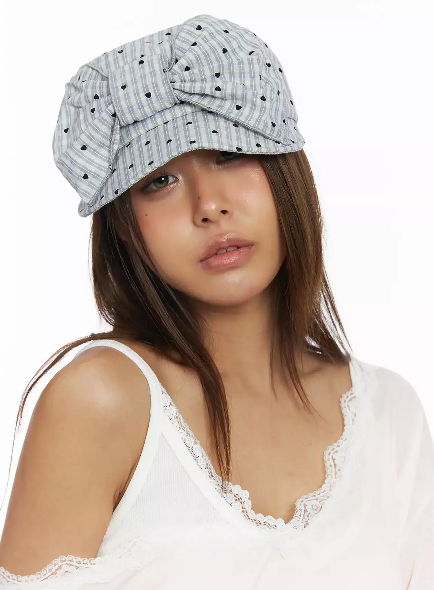 Heart Polka Dot Bow Cap IY504 - Image 2