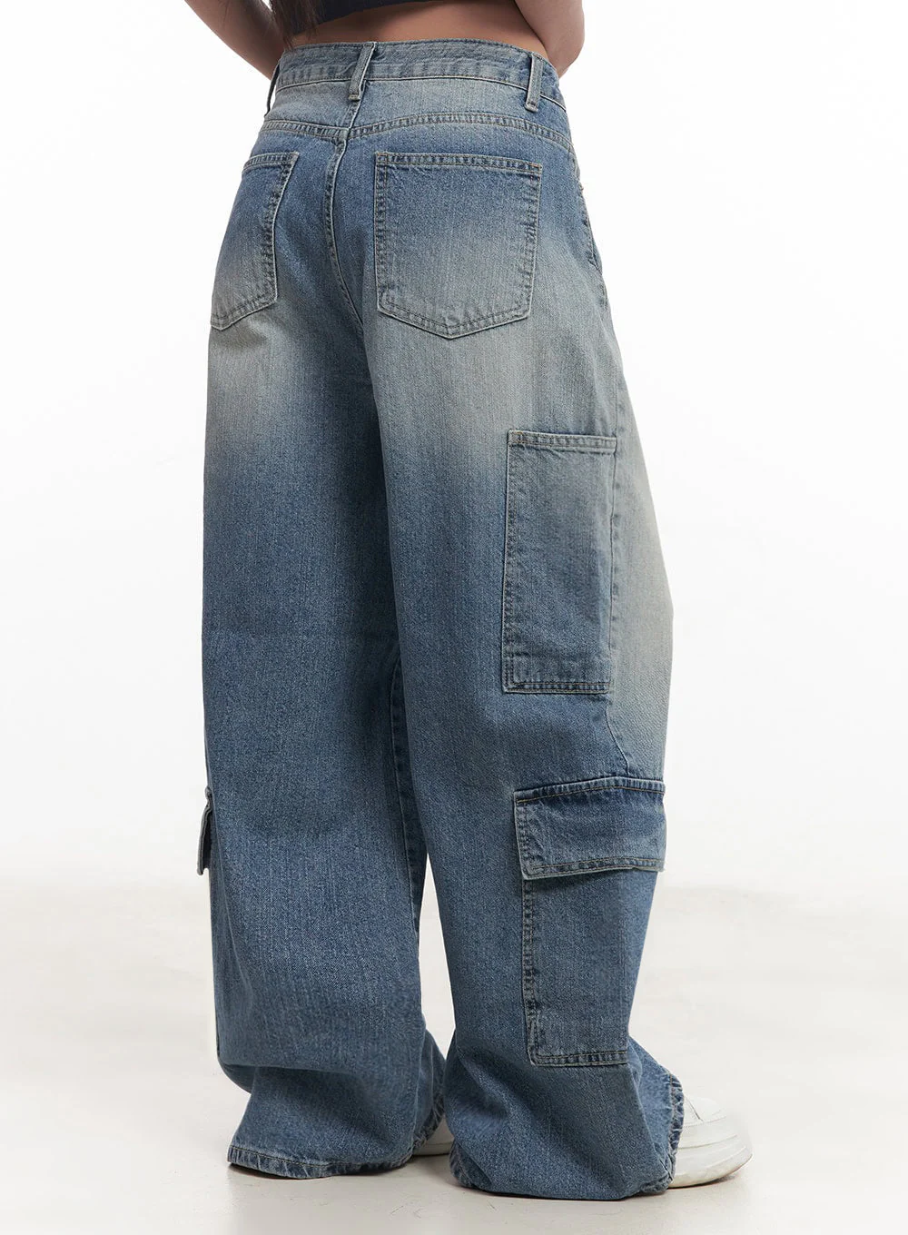 Heather Cargo Washed Wide-Leg Jeans IM528 - Image 10