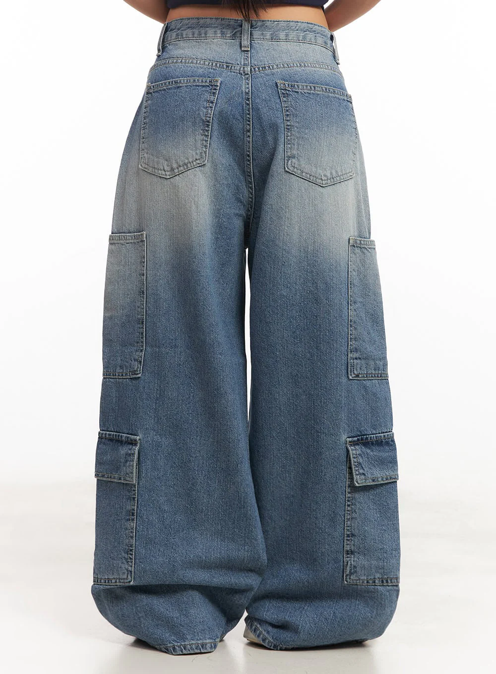 Heather Cargo Washed Wide-Leg Jeans IM528 - Image 12