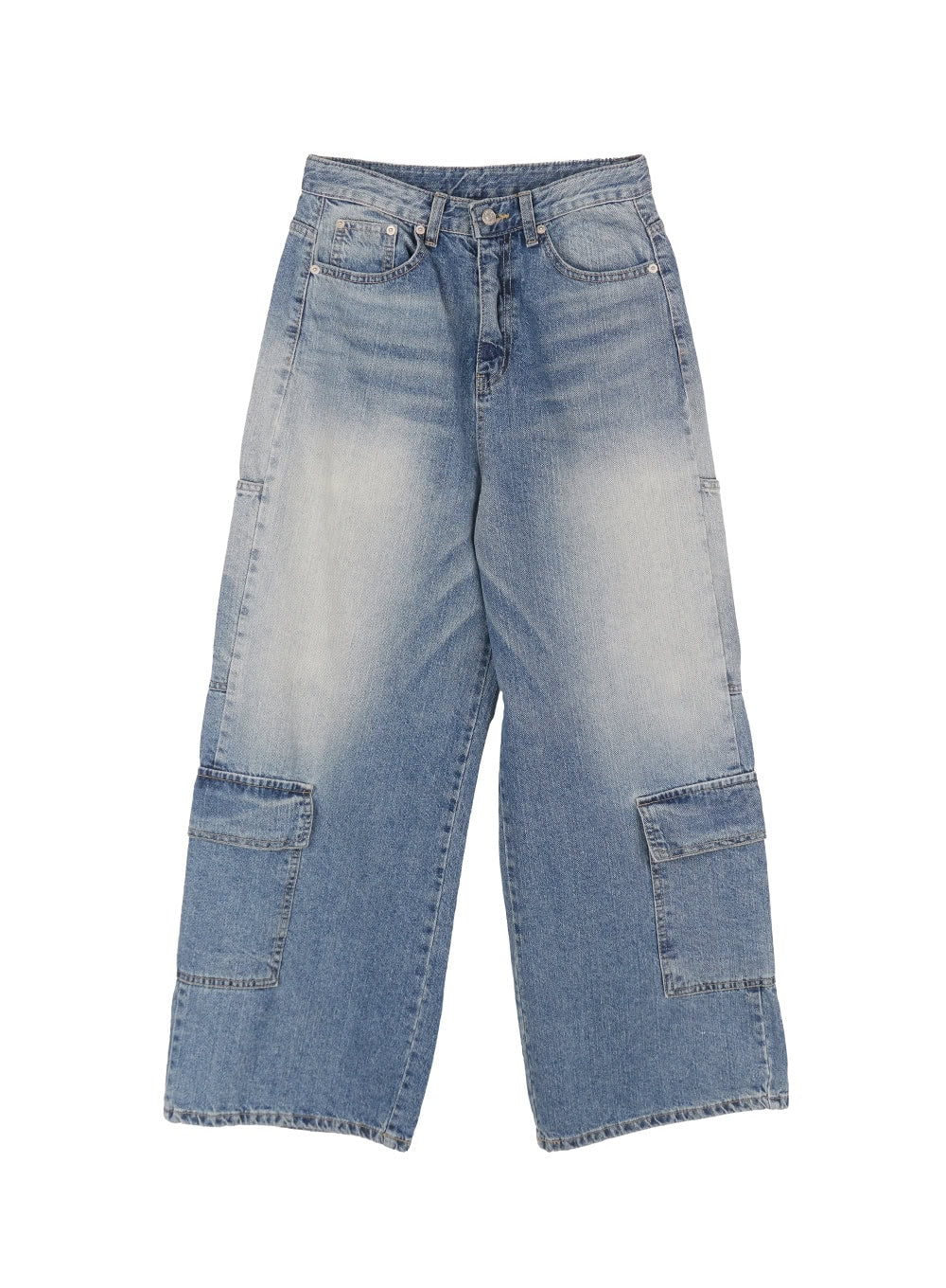 Heather Cargo Washed Wide-Leg Jeans IM528 - Image 14