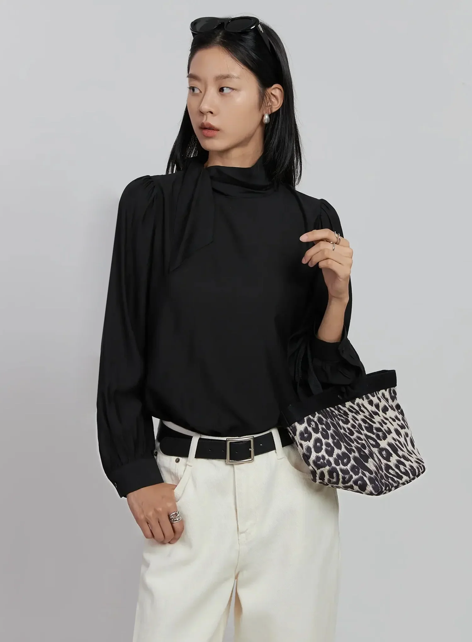 High Neck Tie Blouse ID504