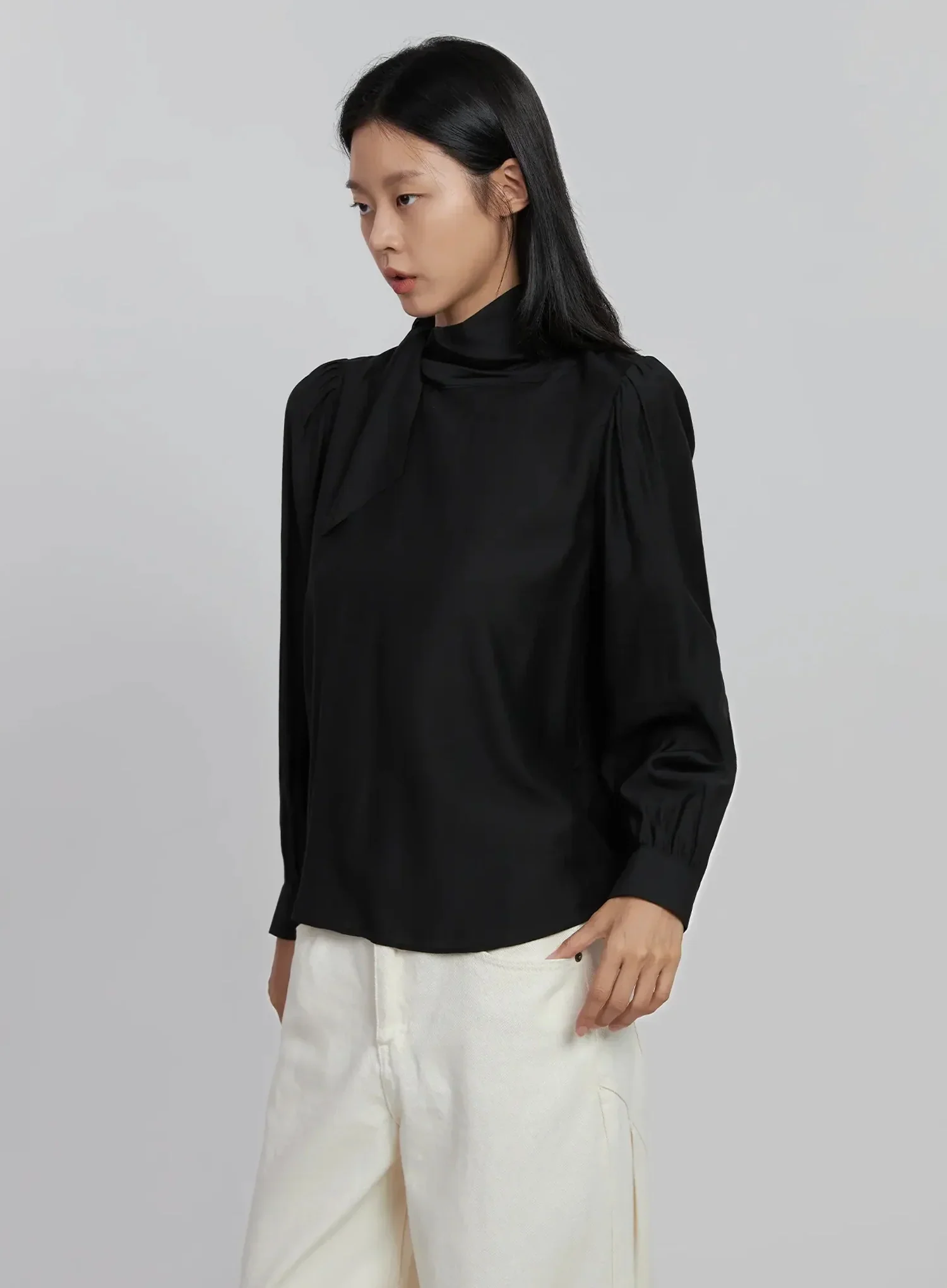 High Neck Tie Blouse ID504 - Image 6