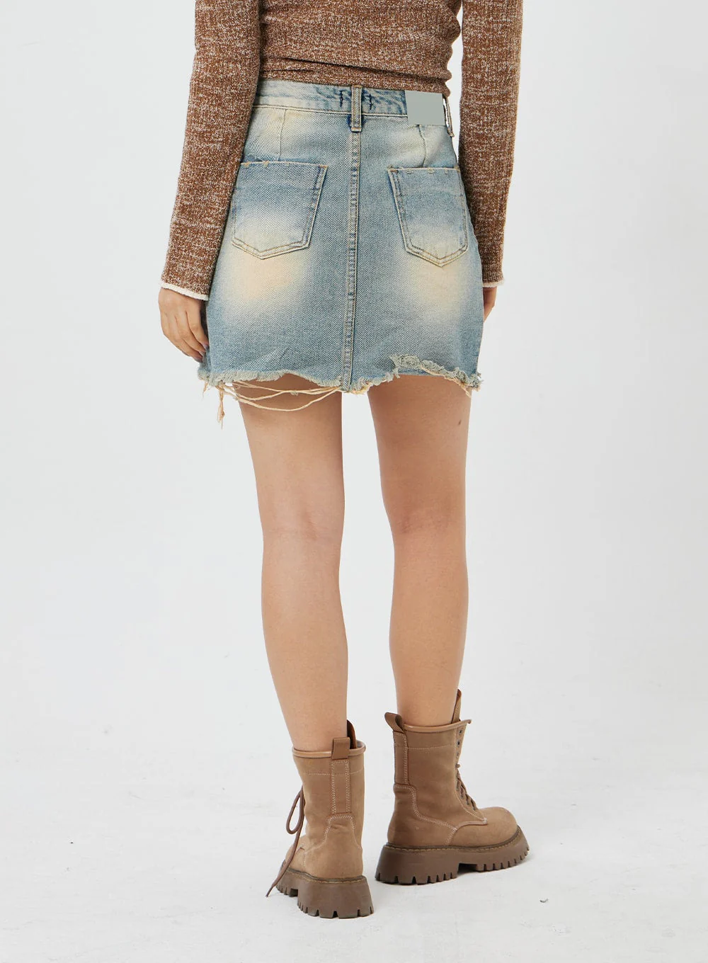 High Waist Denim Mini Skirt CF315 - Image 6