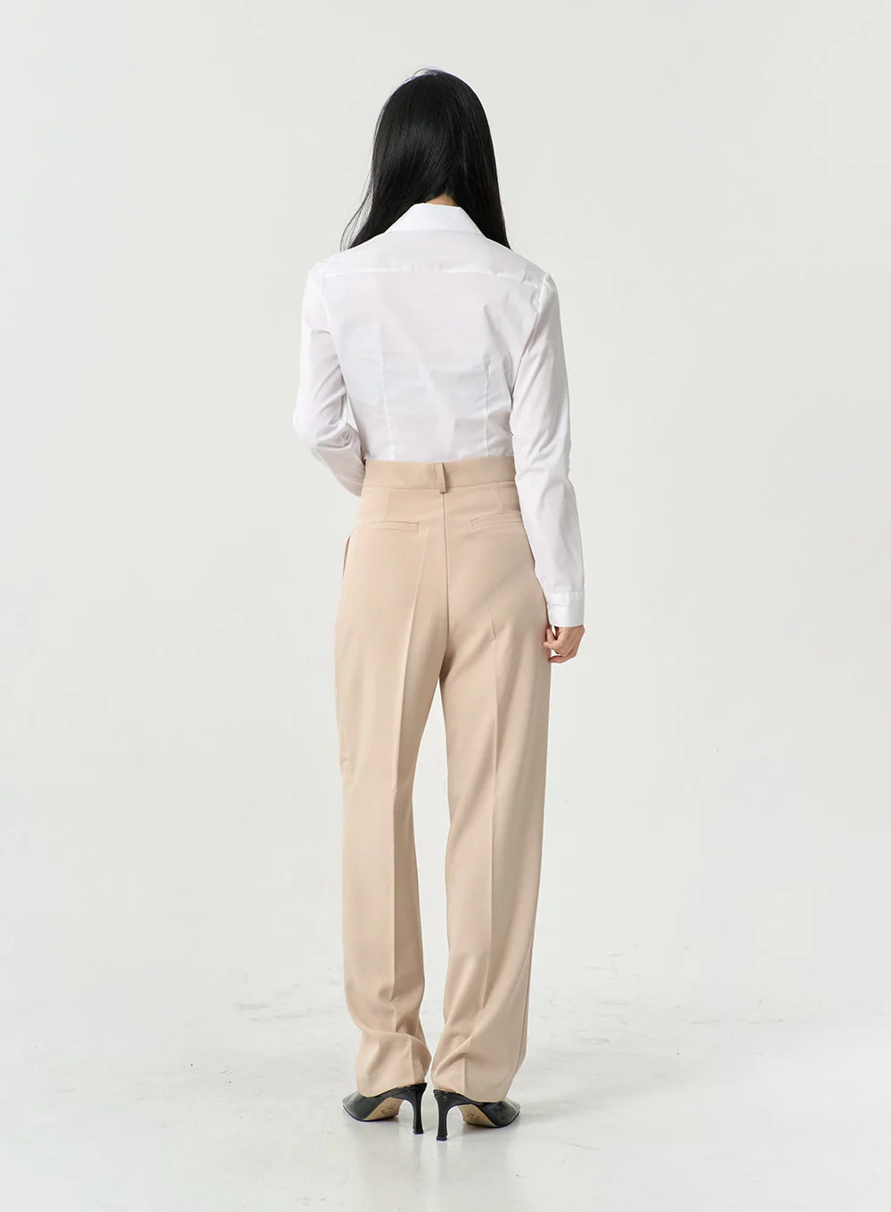 High Waist Pintuck Wide Leg Tailored Pants OS13 - Image 5