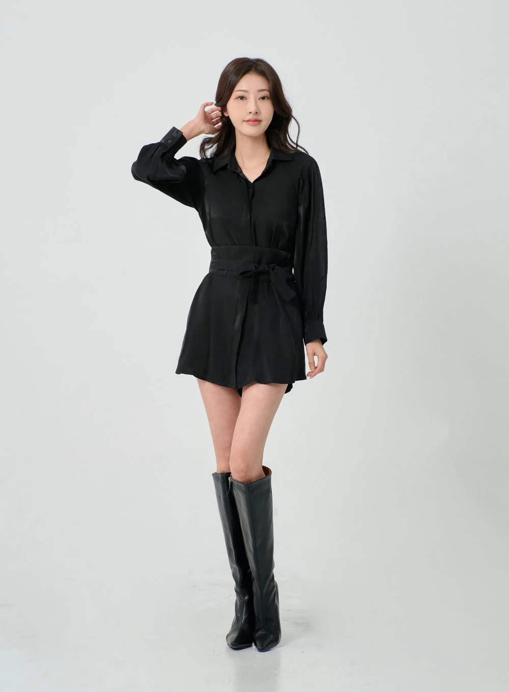 High Waist Ribbon Shirt And Pants Set IN08 - Image 12