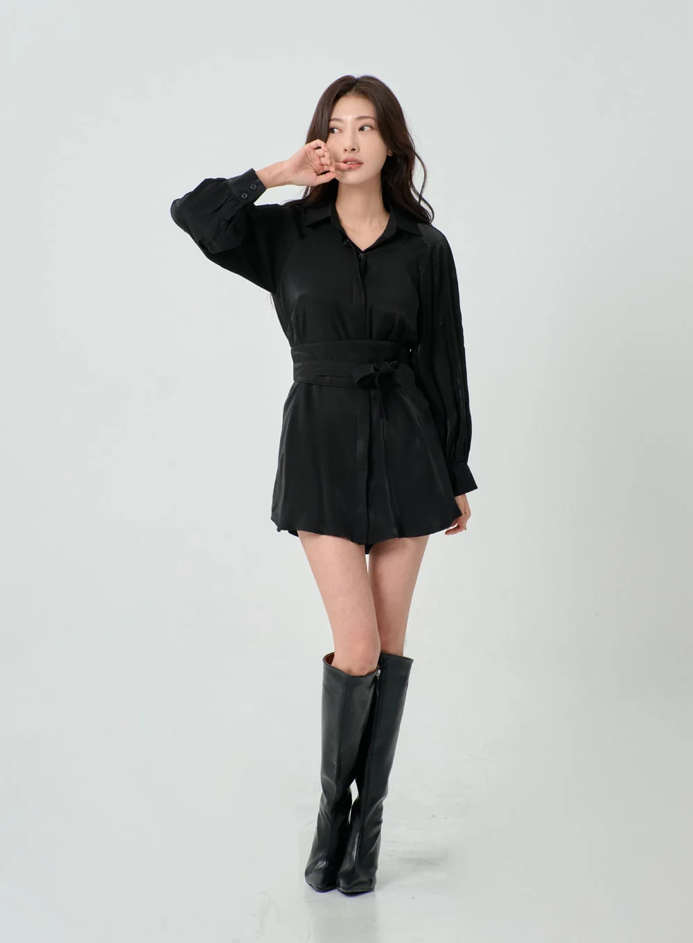 High Waist Ribbon Shirt And Pants Set IN08 - Image 14