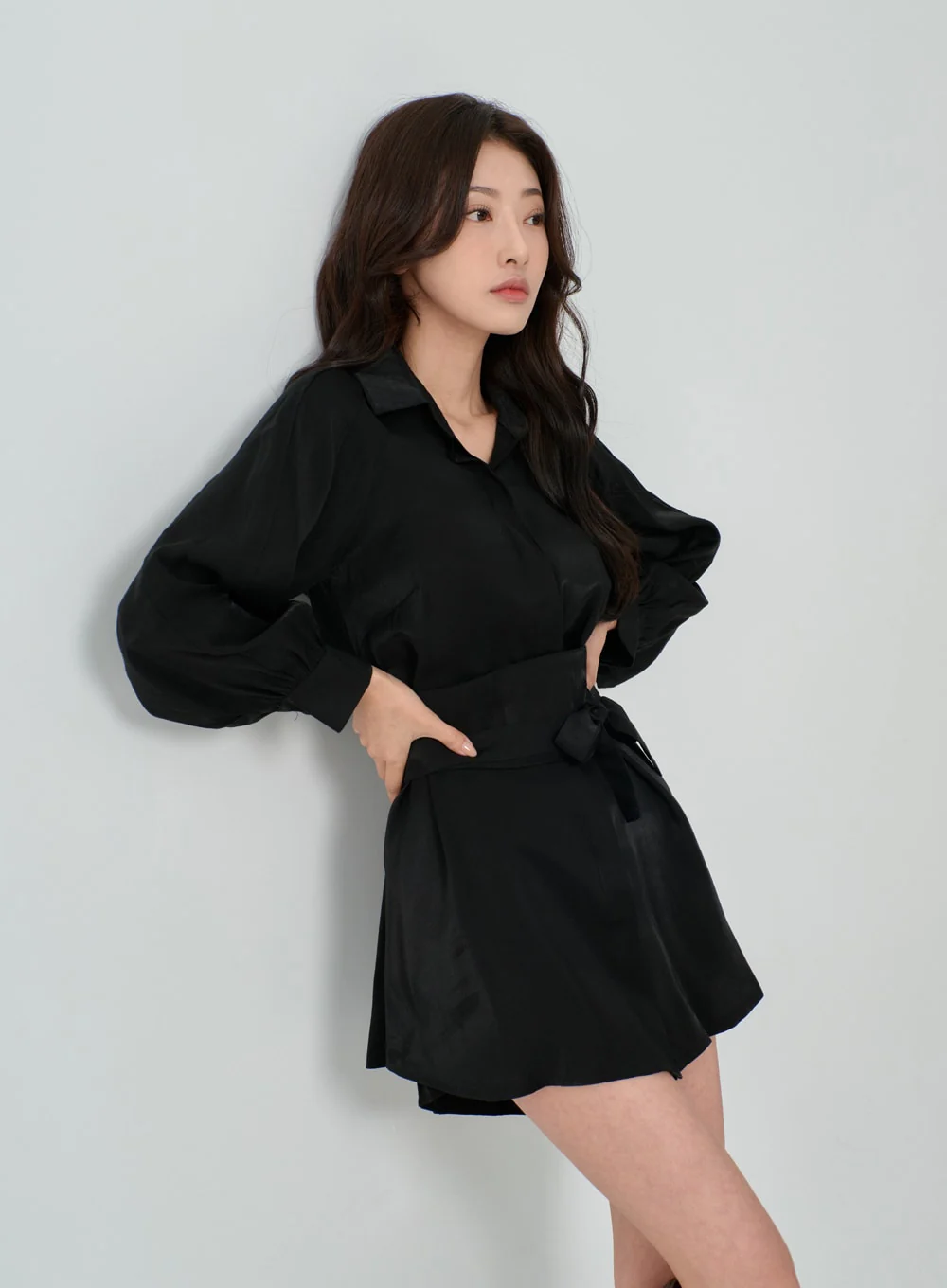 High Waist Ribbon Shirt And Pants Set IN08 - Image 3
