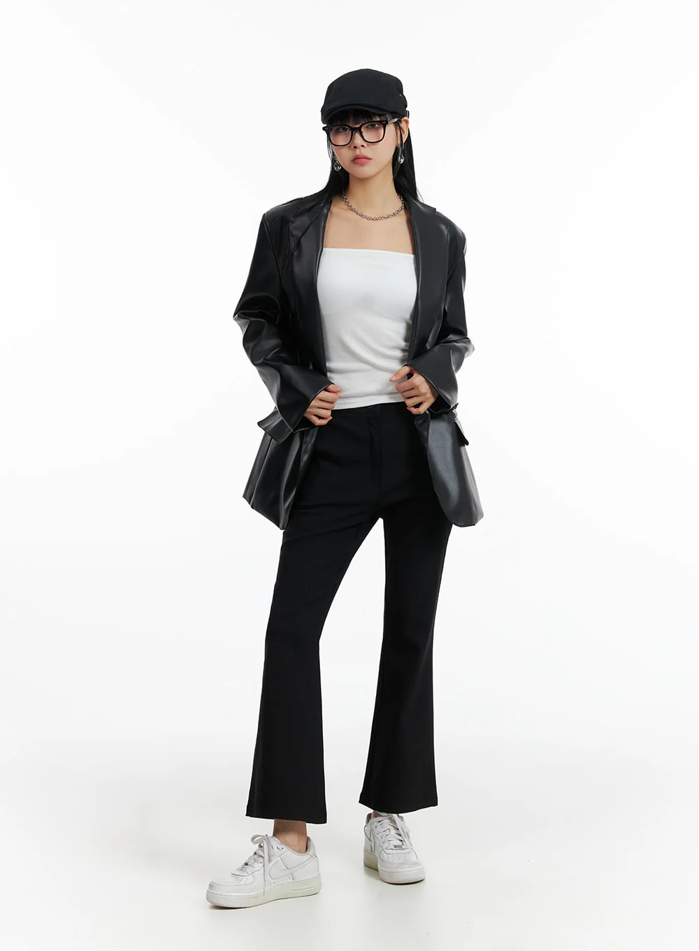 High Waist Solid Flared Trousers IF402 - Image 3