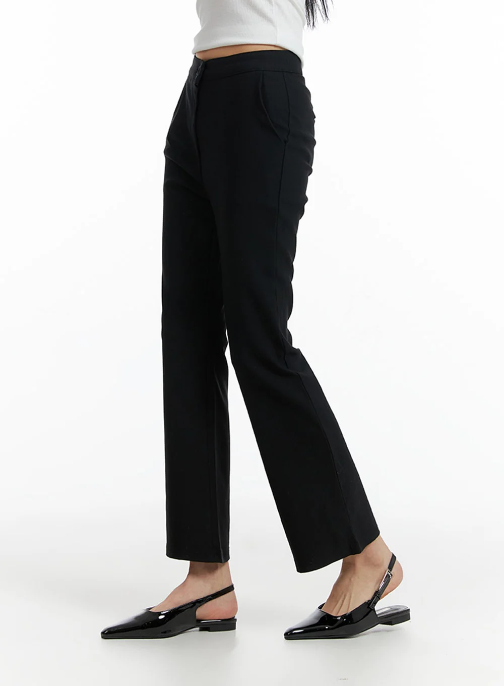 High Waist Solid Flared Trousers IF402 - Image 4