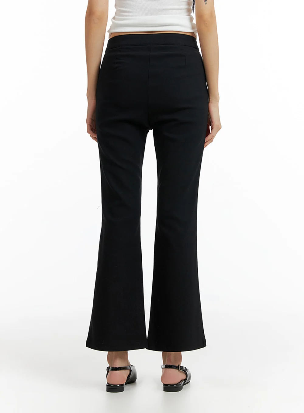 High Waist Solid Flared Trousers IF402 - Image 5